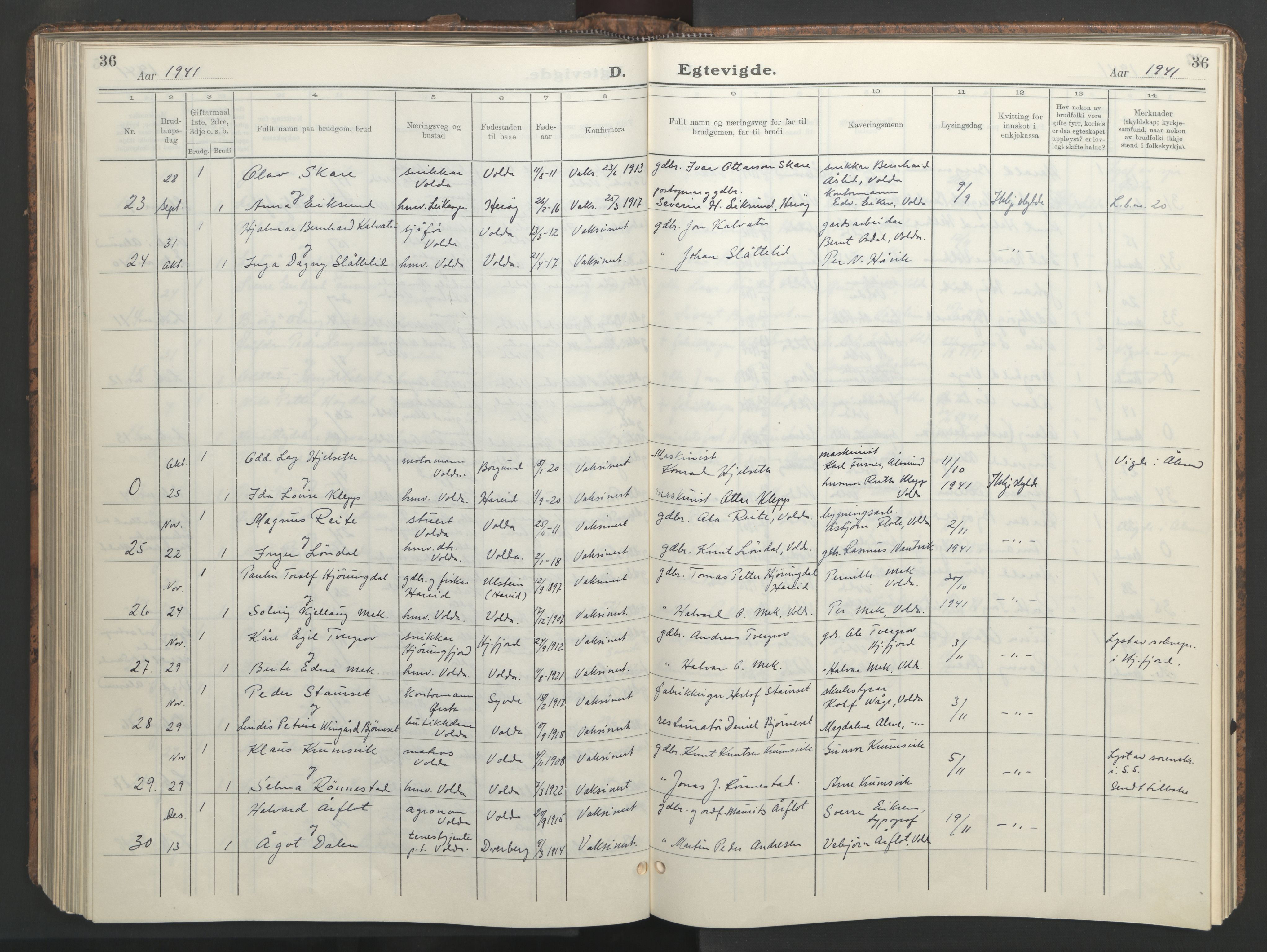 Ministerialprotokoller, klokkerbøker og fødselsregistre - Møre og Romsdal, AV/SAT-A-1454/511/L0161: Klokkerbok nr. 511C07, 1933-1948, s. 36