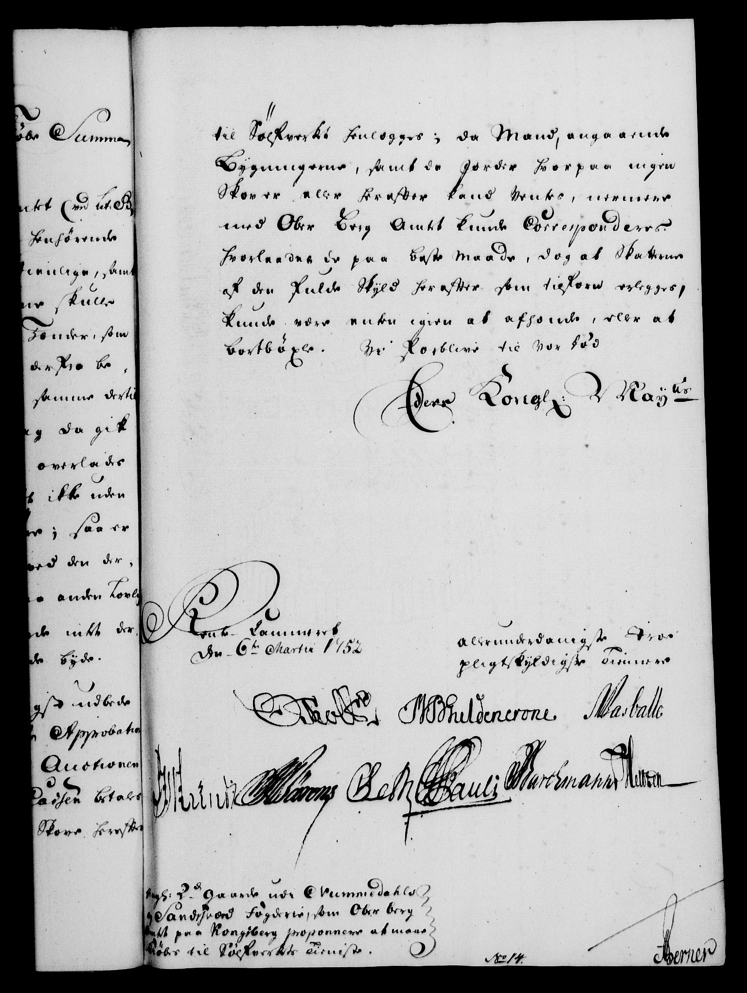 Rentekammeret, Kammerkanselliet, RA/EA-3111/G/Gf/Gfa/L0034: Norsk relasjons- og resolusjonsprotokoll (merket RK 52.34), 1752, s. 155