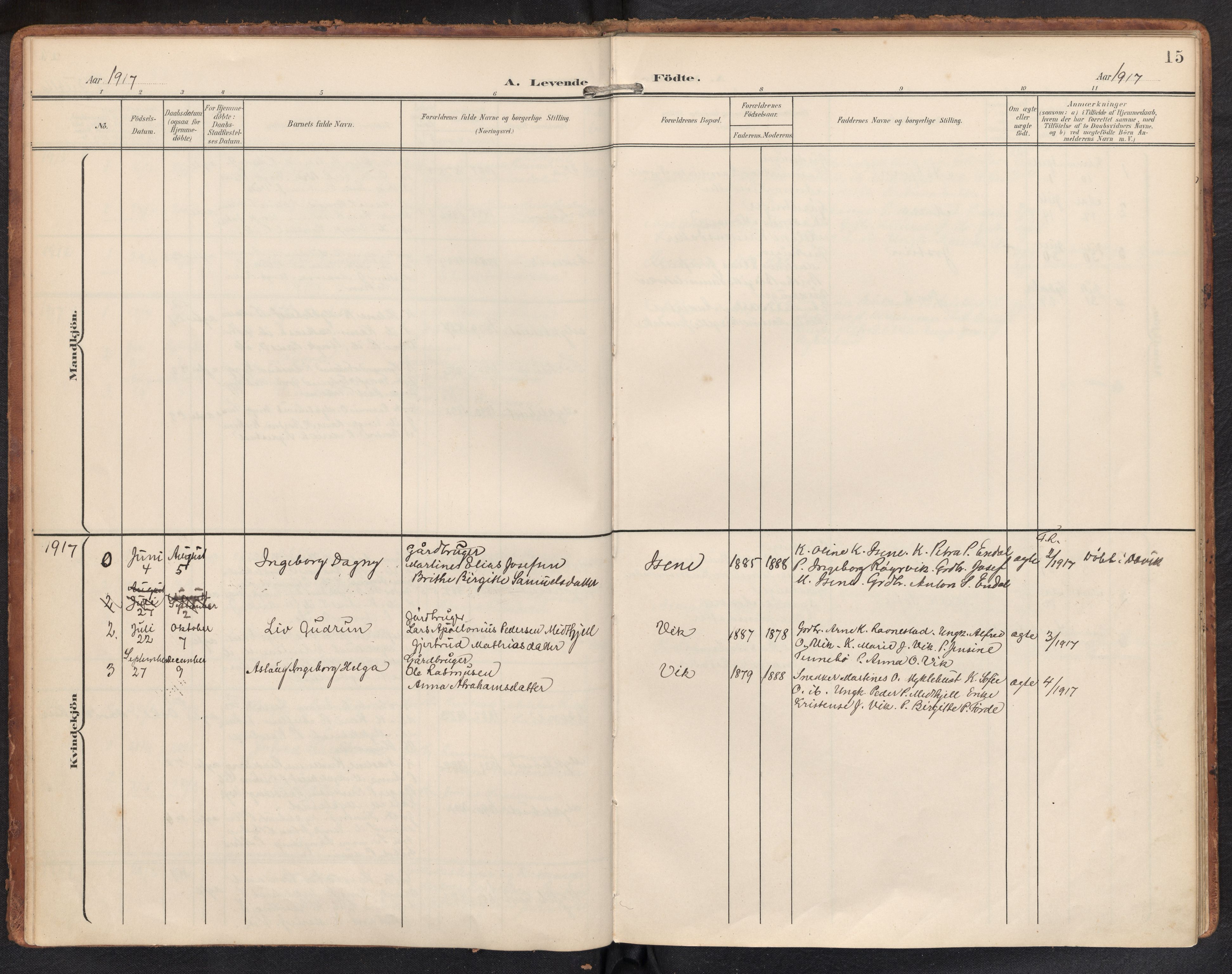 Davik sokneprestembete, AV/SAB-A-79701/H/Haa/Haae/L0002: Ministerialbok nr. E 2, 1901-1937, s. 14b-15a