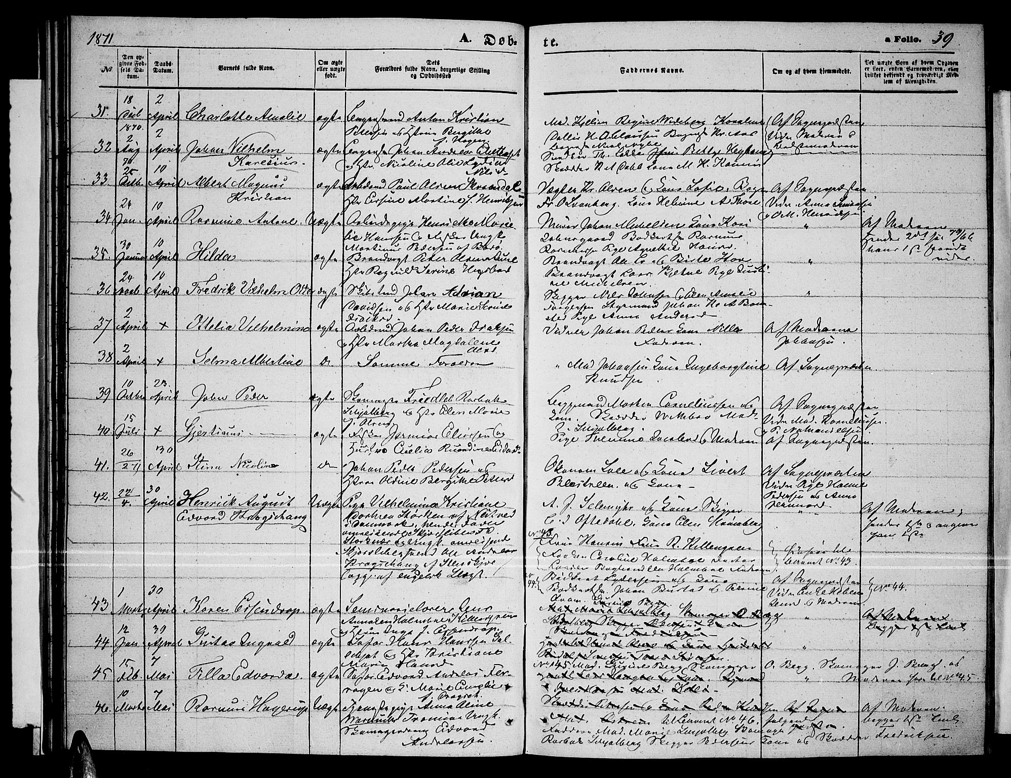 Tromsø sokneprestkontor/stiftsprosti/domprosti, AV/SATØ-S-1343/G/Gb/L0007klokker: Klokkerbok nr. 7, 1867-1875, s. 39