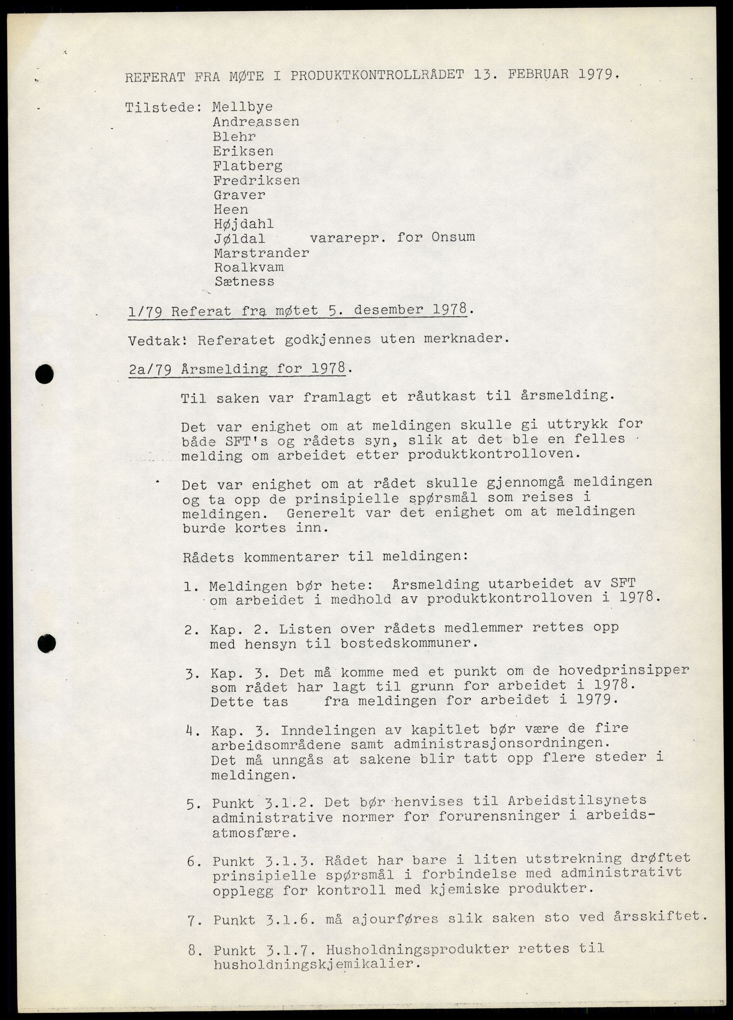 Statens forurensningstilsyn, hovedkontoret, AV/RA-S-4136/1/A/Ab/L0004: Produktkontrollrådet - Innkalling og referater, 1979