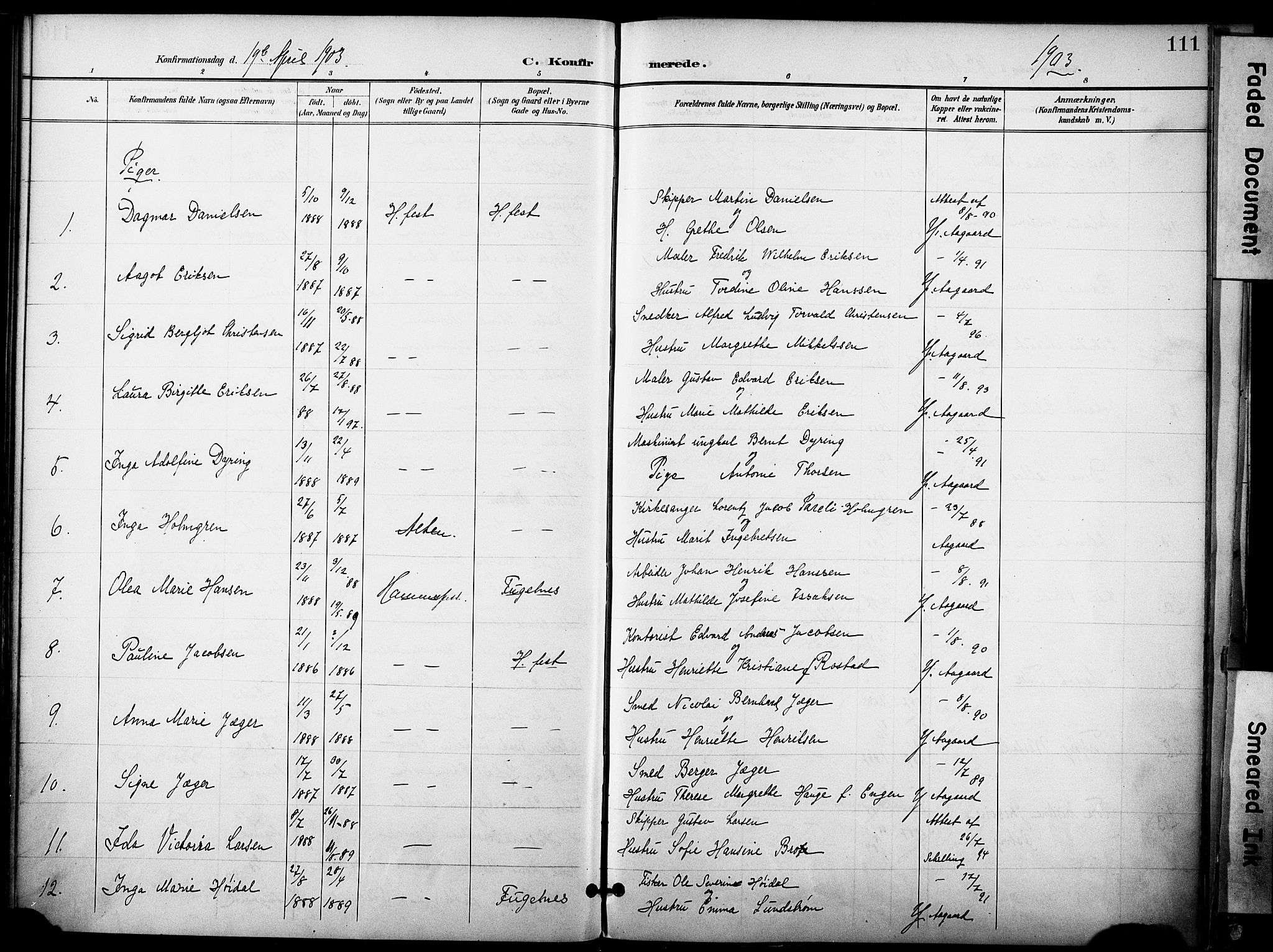 Hammerfest sokneprestkontor, AV/SATØ-S-1347/H/Ha/L0010.kirke: Ministerialbok nr. 10, 1898-1905, s. 111