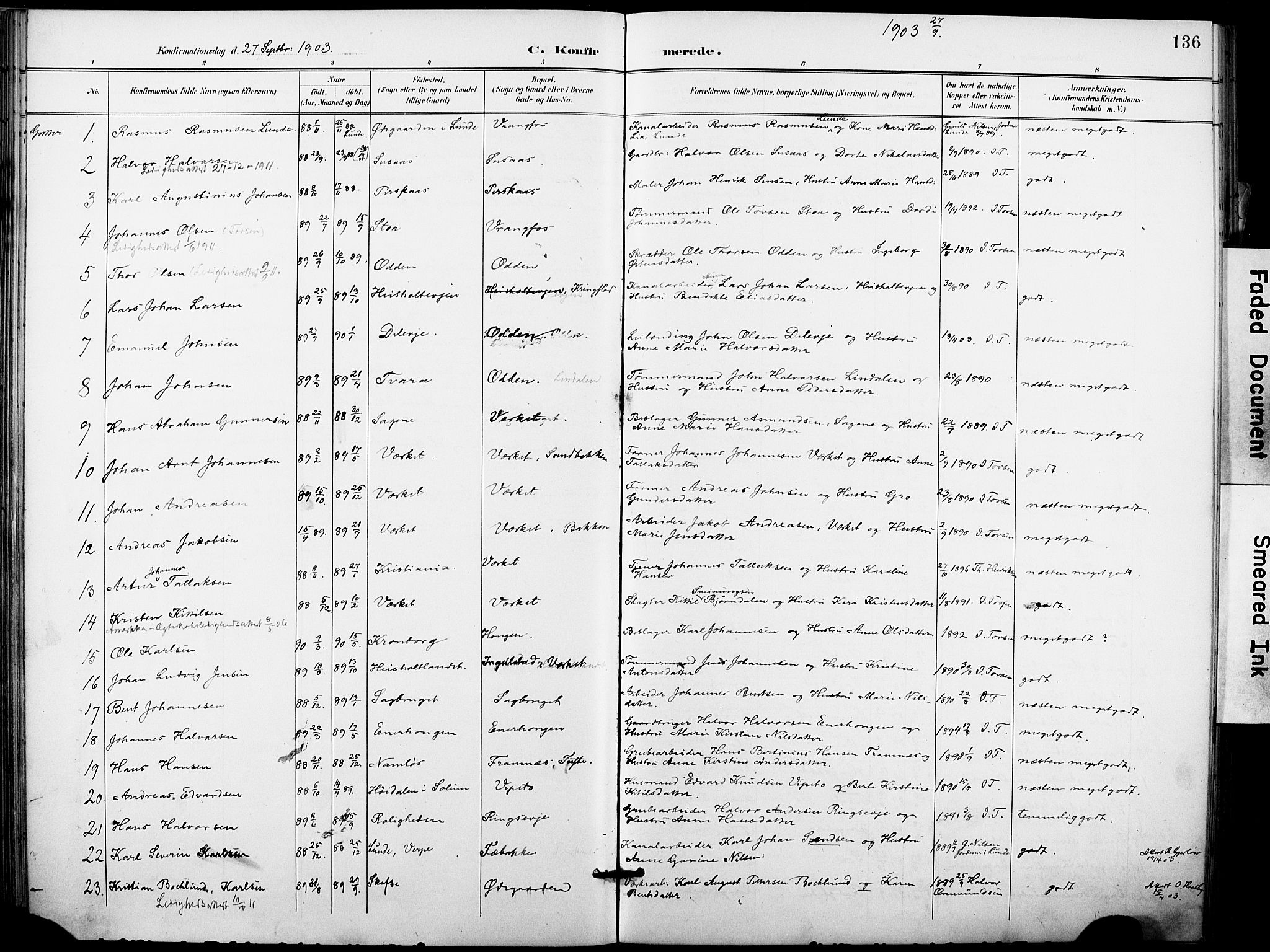 Holla kirkebøker, AV/SAKO-A-272/F/Fa/L0010: Ministerialbok nr. 10, 1897-1907, s. 136