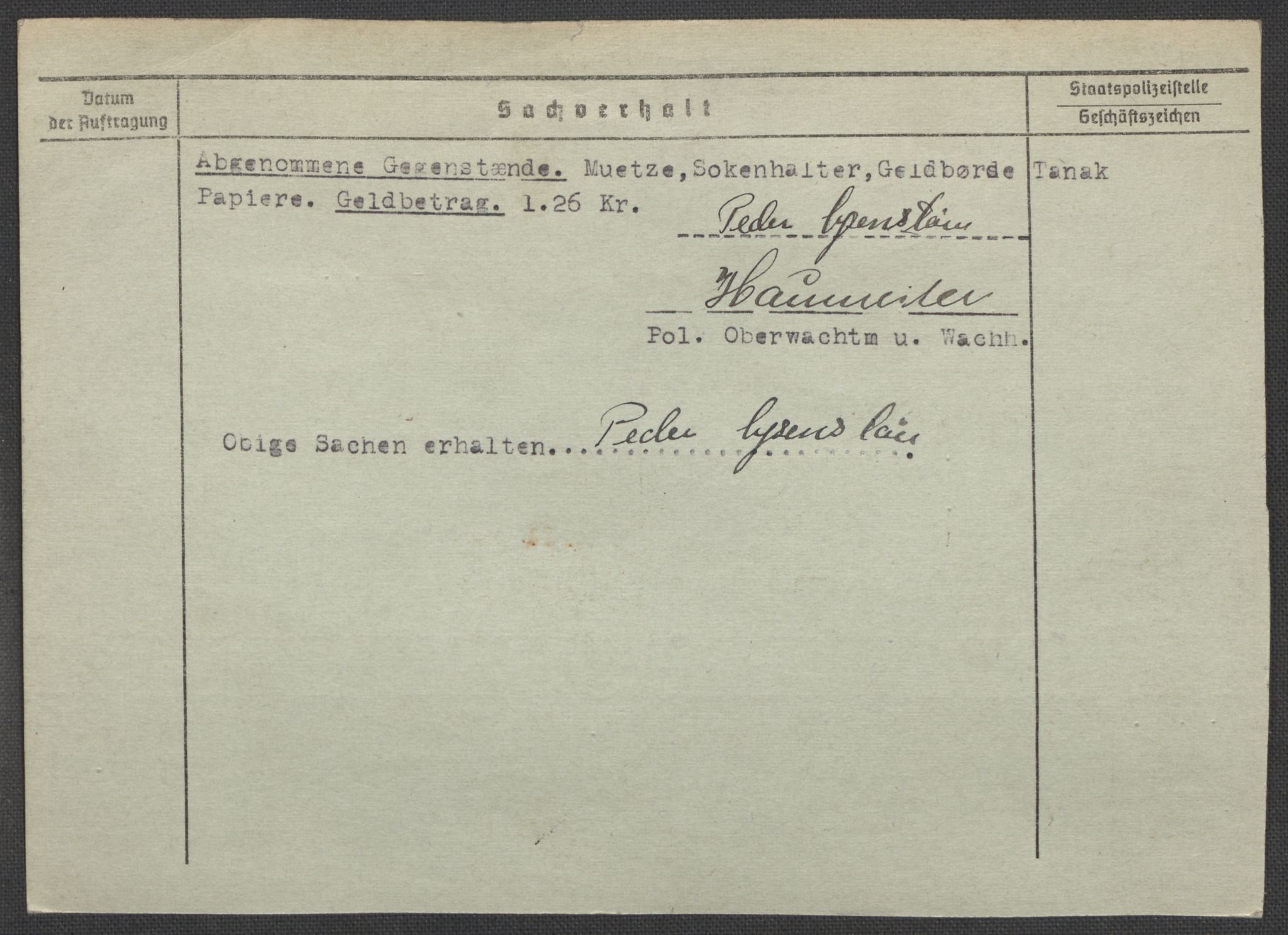 Befehlshaber der Sicherheitspolizei und des SD, AV/RA-RAFA-5969/E/Ea/Eaa/L0007: Register over norske fanger i Møllergata 19: Lundb-N, 1940-1945, s. 95