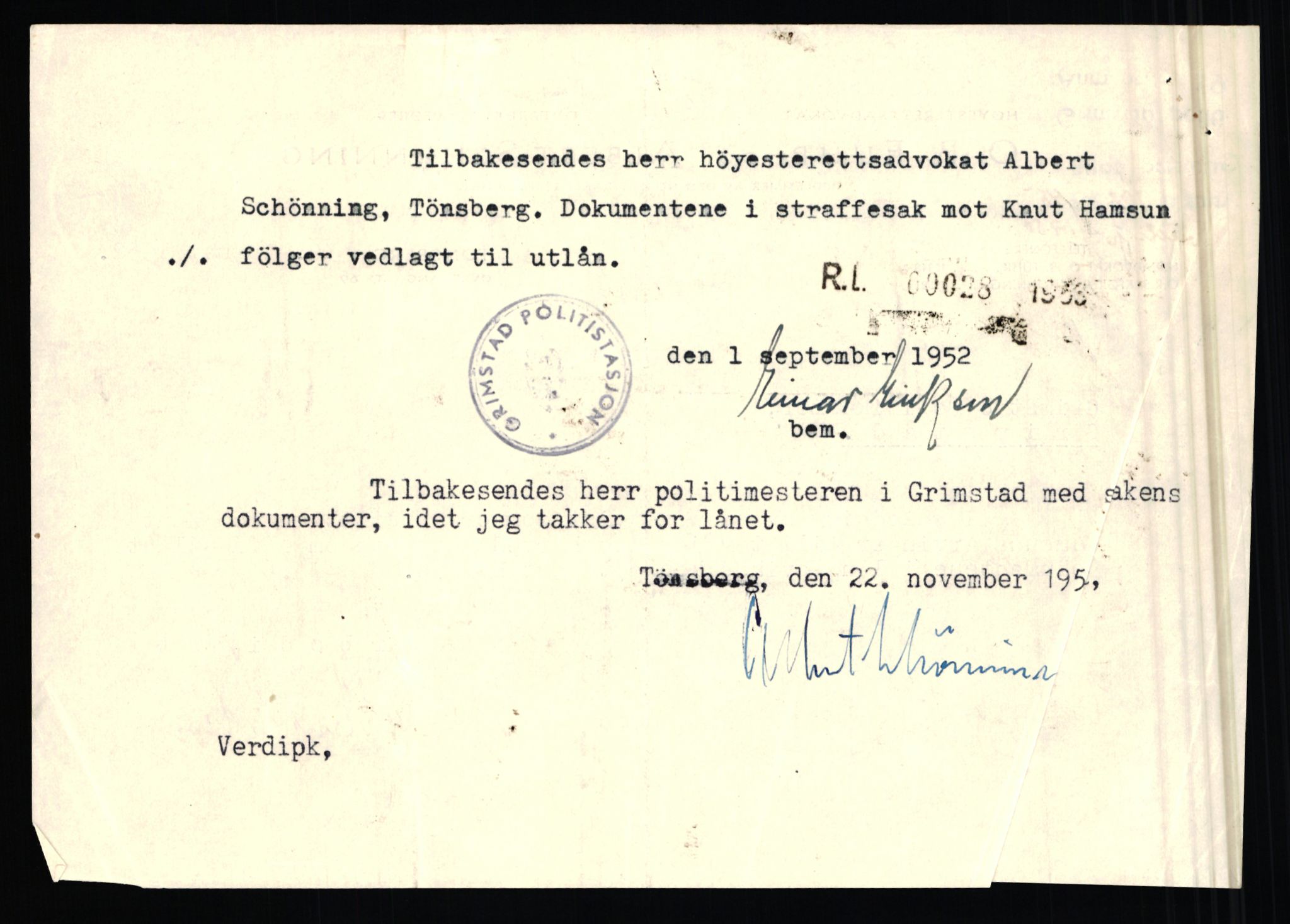 Landssvikarkivet, Arendal politikammer, RA/S-3138-25/D/Dc/L0029: Anr. 192/45, 1945-1951, s. 691