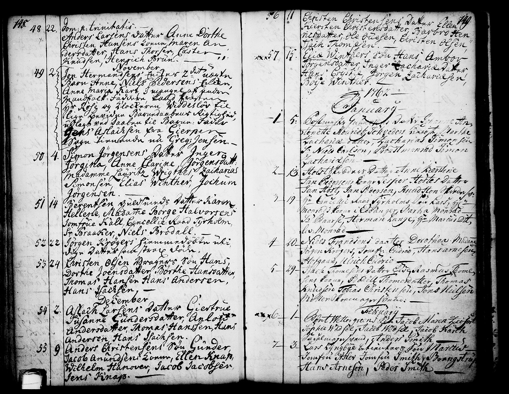 Skien kirkebøker, AV/SAKO-A-302/F/Fa/L0003: Ministerialbok nr. 3, 1755-1791, s. 148-149