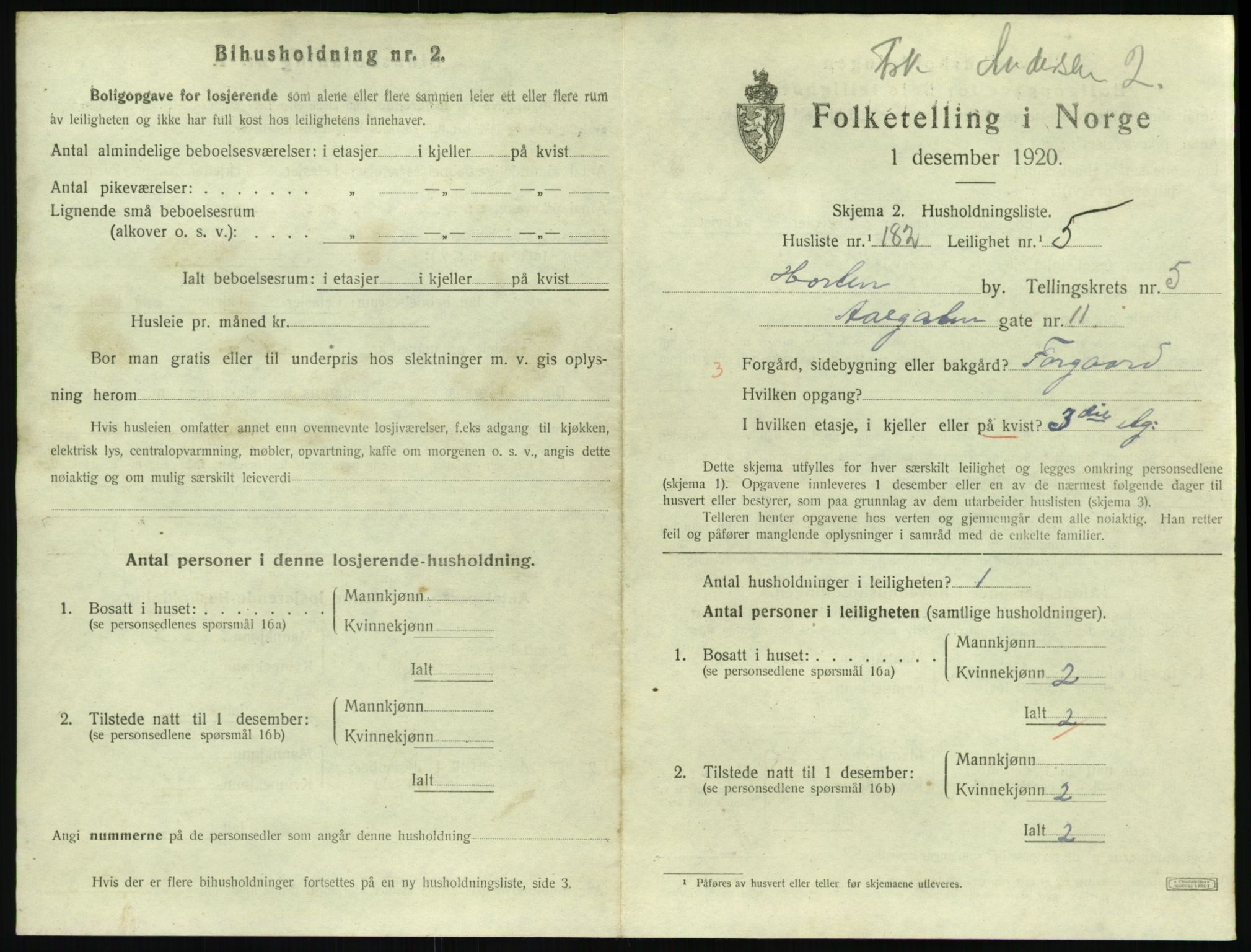 SAKO, Folketelling 1920 for 0703 Horten kjøpstad, 1920, s. 6287