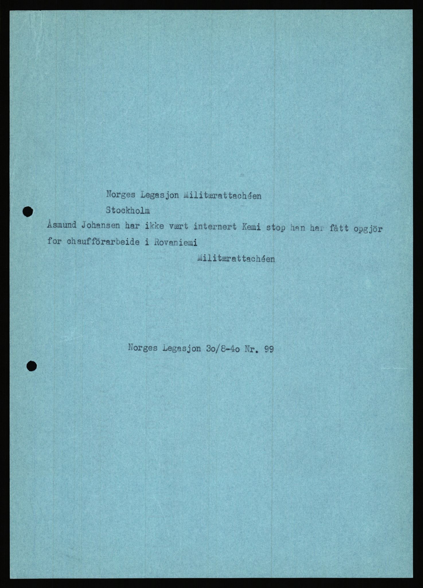 Forsvaret, Forsvarets krigshistoriske avdeling, AV/RA-RAFA-2017/Y/Ya/L0006: II-C-11-11,2 - Utenriksdepartementet.  Legasjonen i Helsingfors., 1940-1946, s. 100
