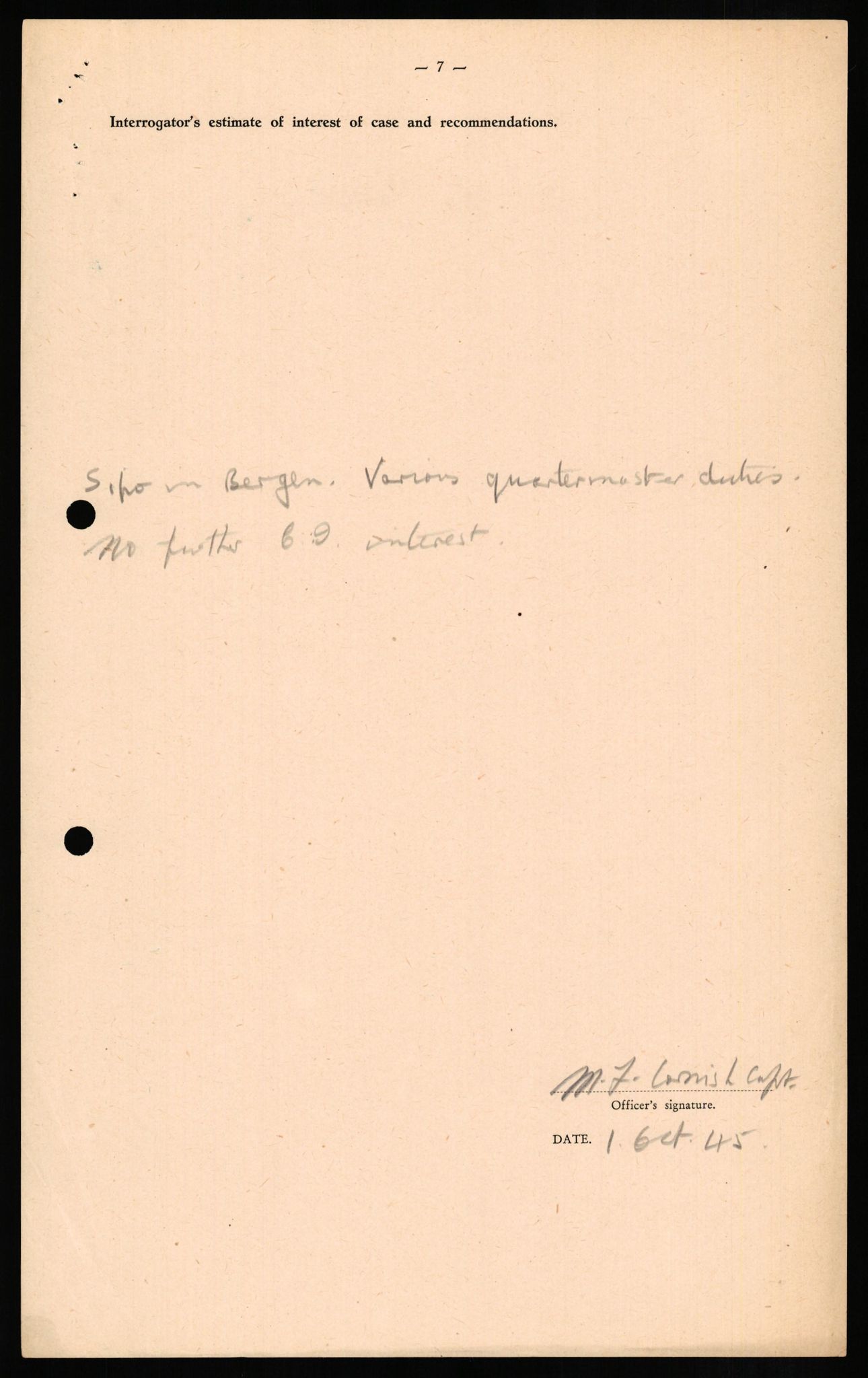 Forsvaret, Forsvarets overkommando II, AV/RA-RAFA-3915/D/Db/L0013: CI Questionaires. Tyske okkupasjonsstyrker i Norge. Tyskere., 1945-1946, s. 282