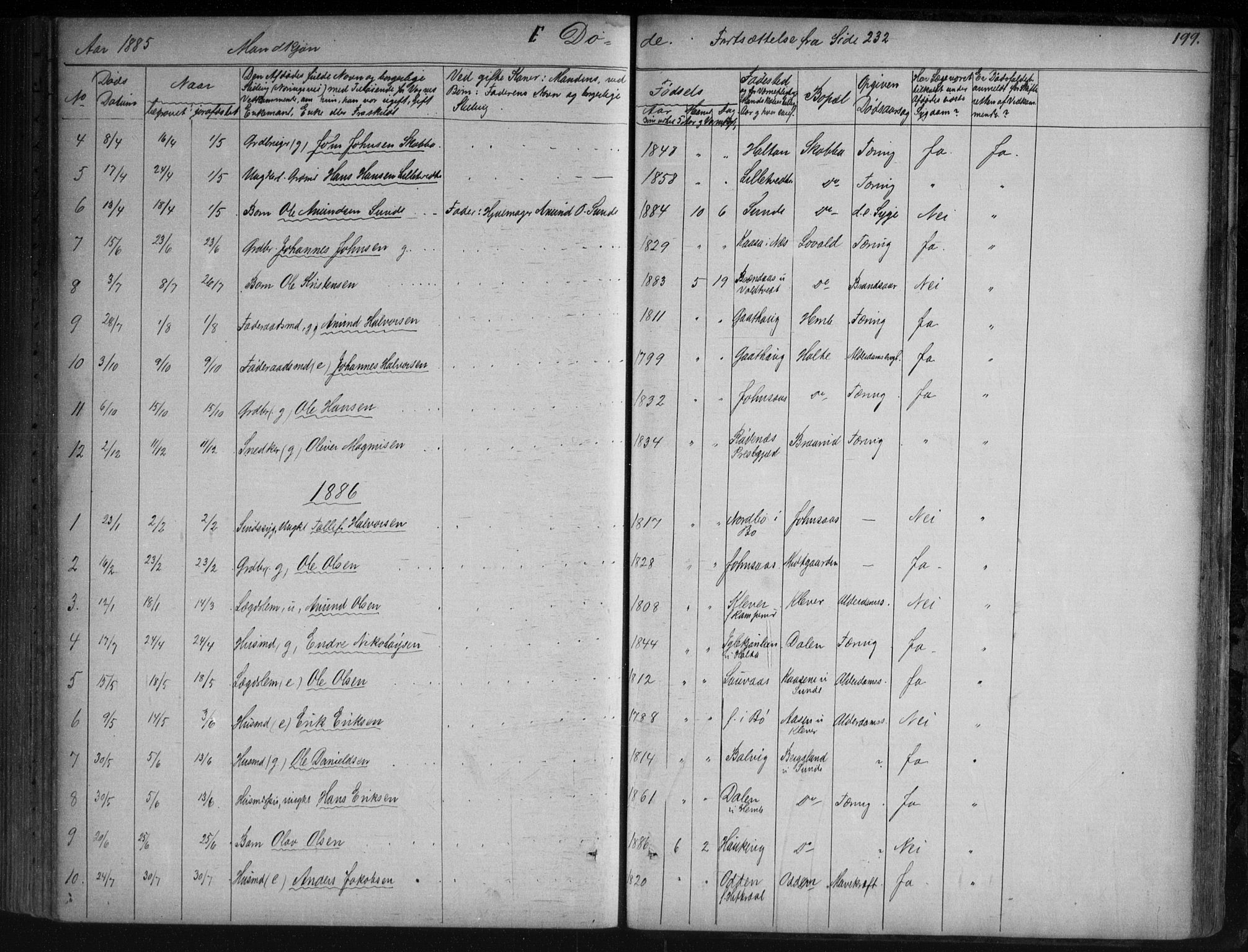 Sauherad kirkebøker, AV/SAKO-A-298/G/Ga/L0003: Klokkerbok nr. I 3, 1866-1905, s. 199