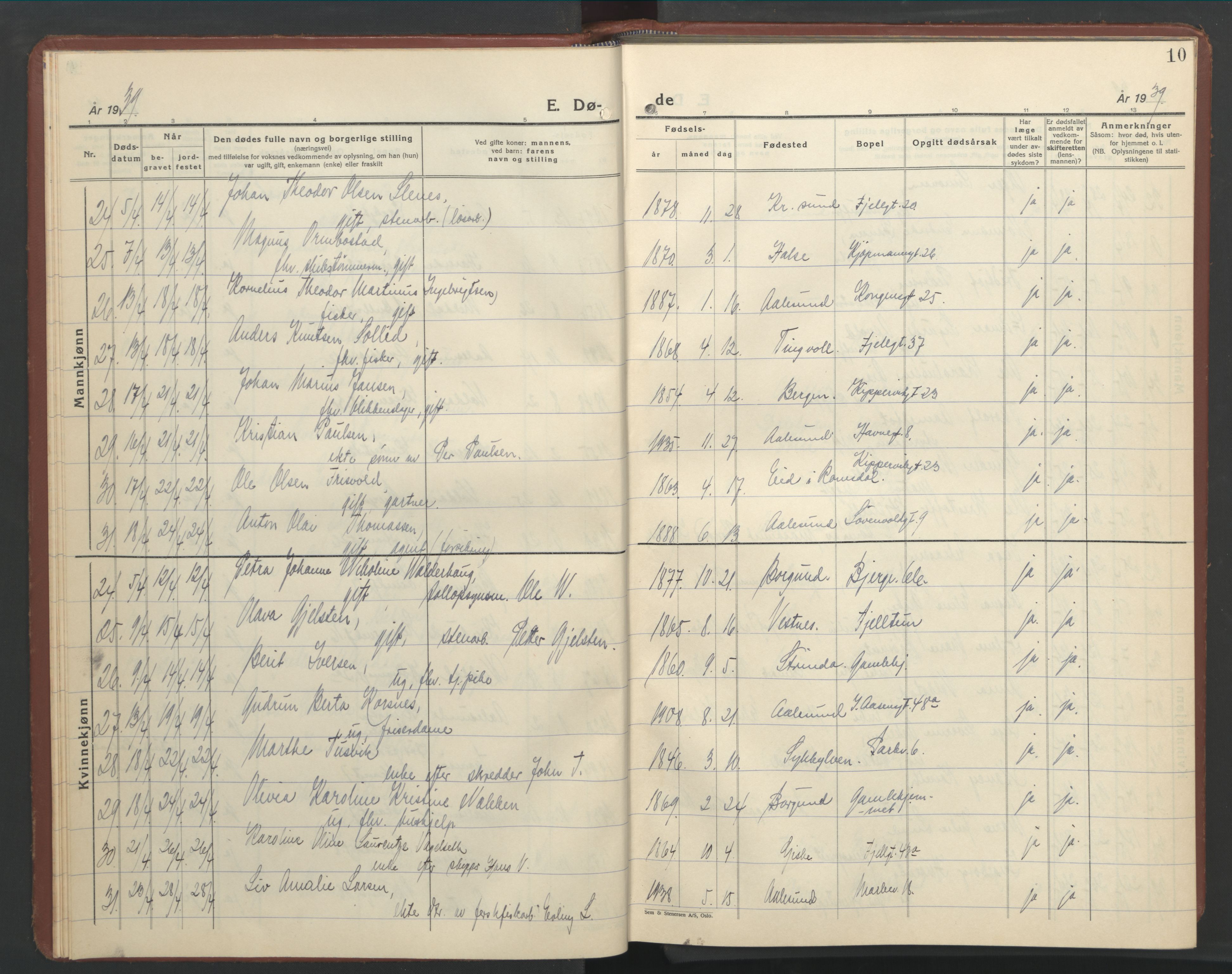 Ministerialprotokoller, klokkerbøker og fødselsregistre - Møre og Romsdal, AV/SAT-A-1454/529/L0478: Klokkerbok nr. 529C15, 1938-1951, s. 10