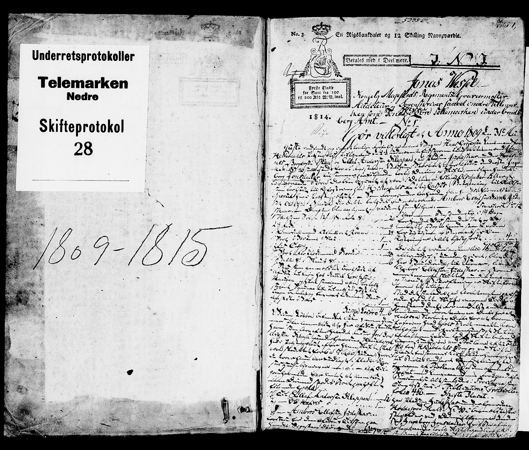 Nedre Telemark sorenskriveri, AV/SAKO-A-135/H/Hb/Hba/L0020: Skifteprotokoll, 1809-1815, s. 0b-1a