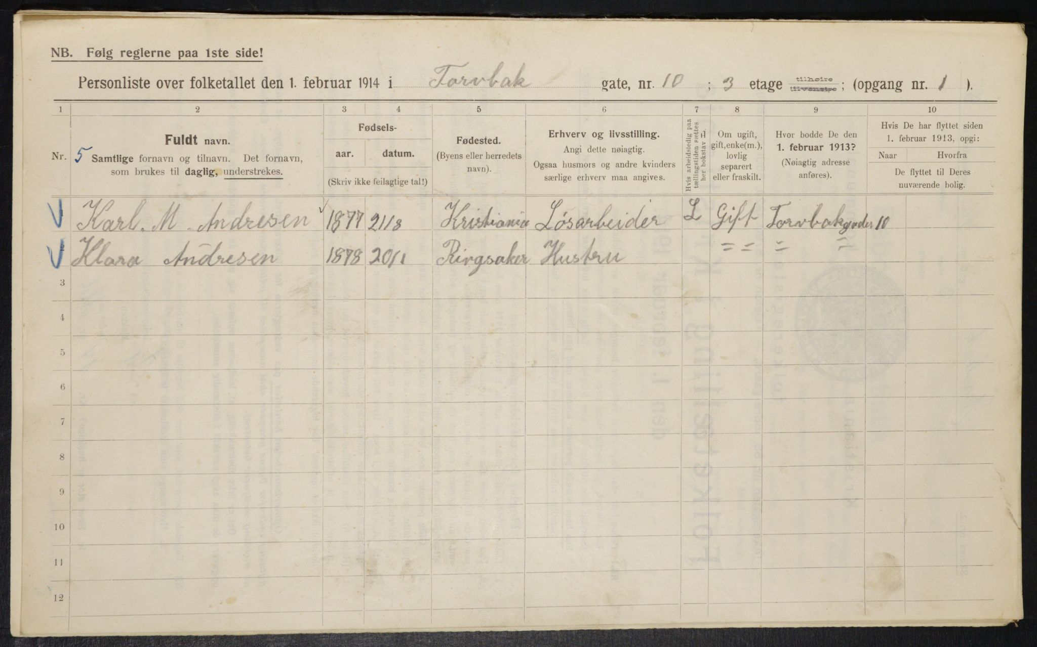 OBA, Kommunal folketelling 1.2.1914 for Kristiania, 1914, s. 115942