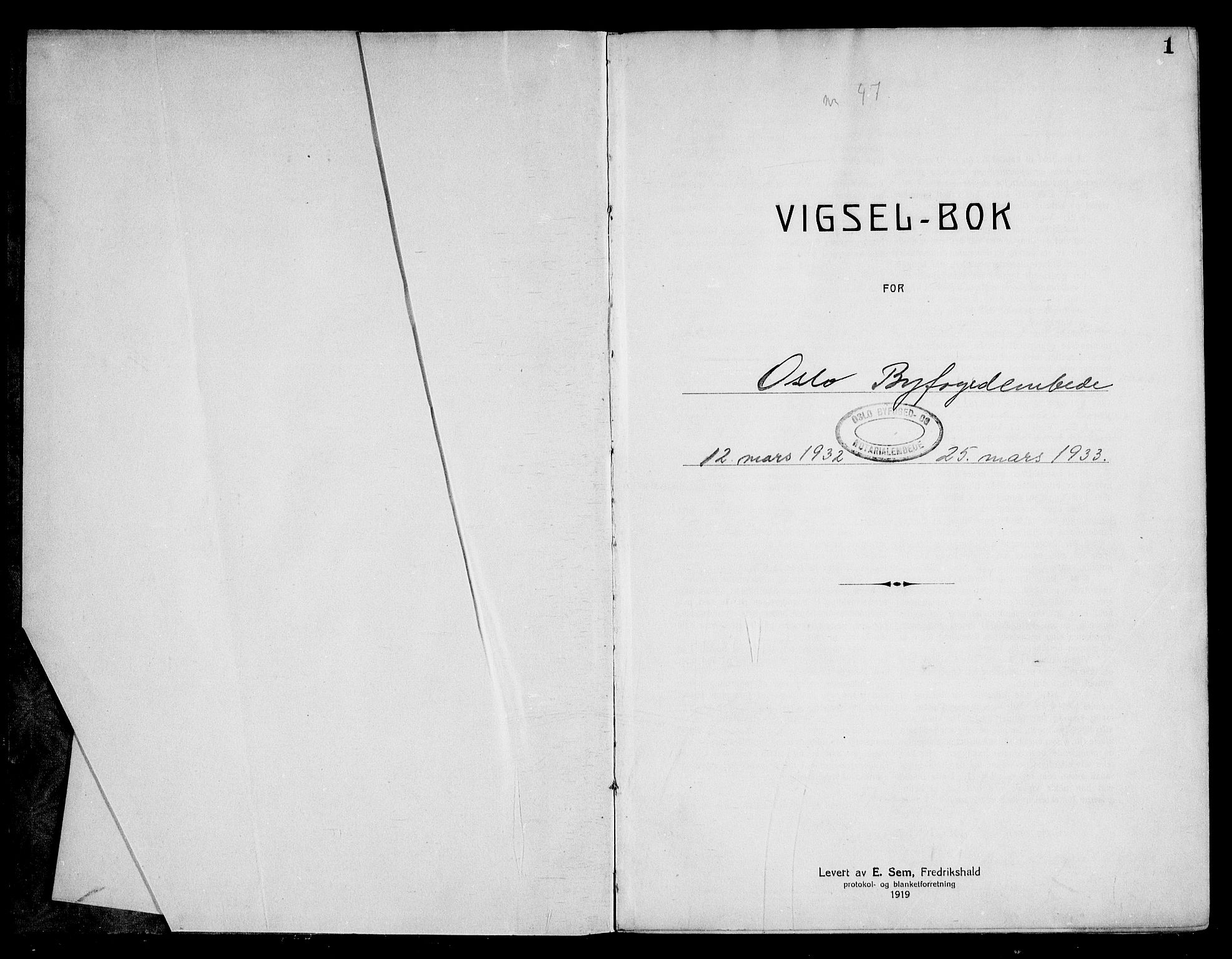 Oslo byfogd avd. I, SAO/A-10220/L/Lb/Lbb/L0022: Notarialprotokoll, rekke II: Vigsler, 1932-1933, s. 1a