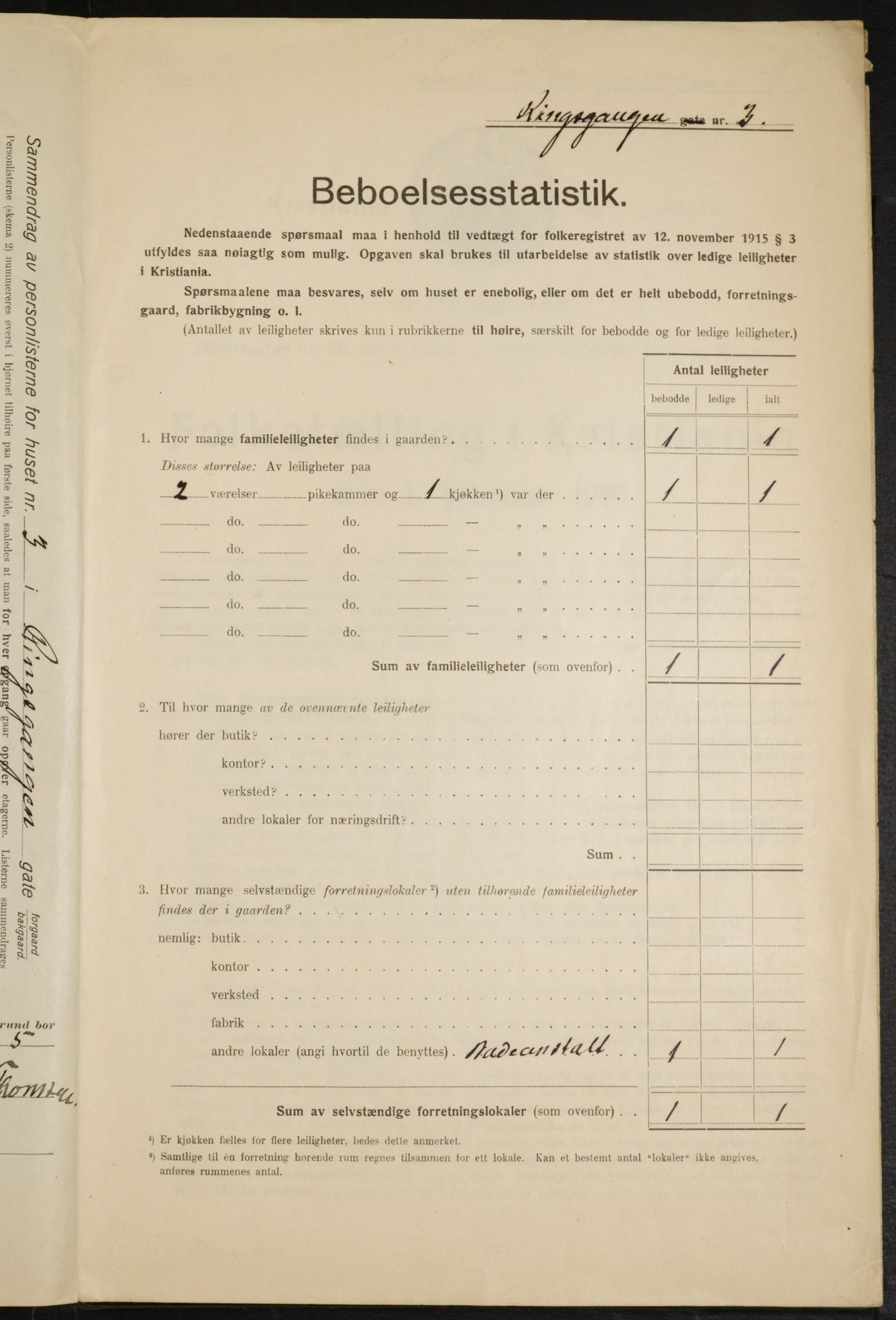 OBA, Kommunal folketelling 1.2.1916 for Kristiania, 1916, s. 85338