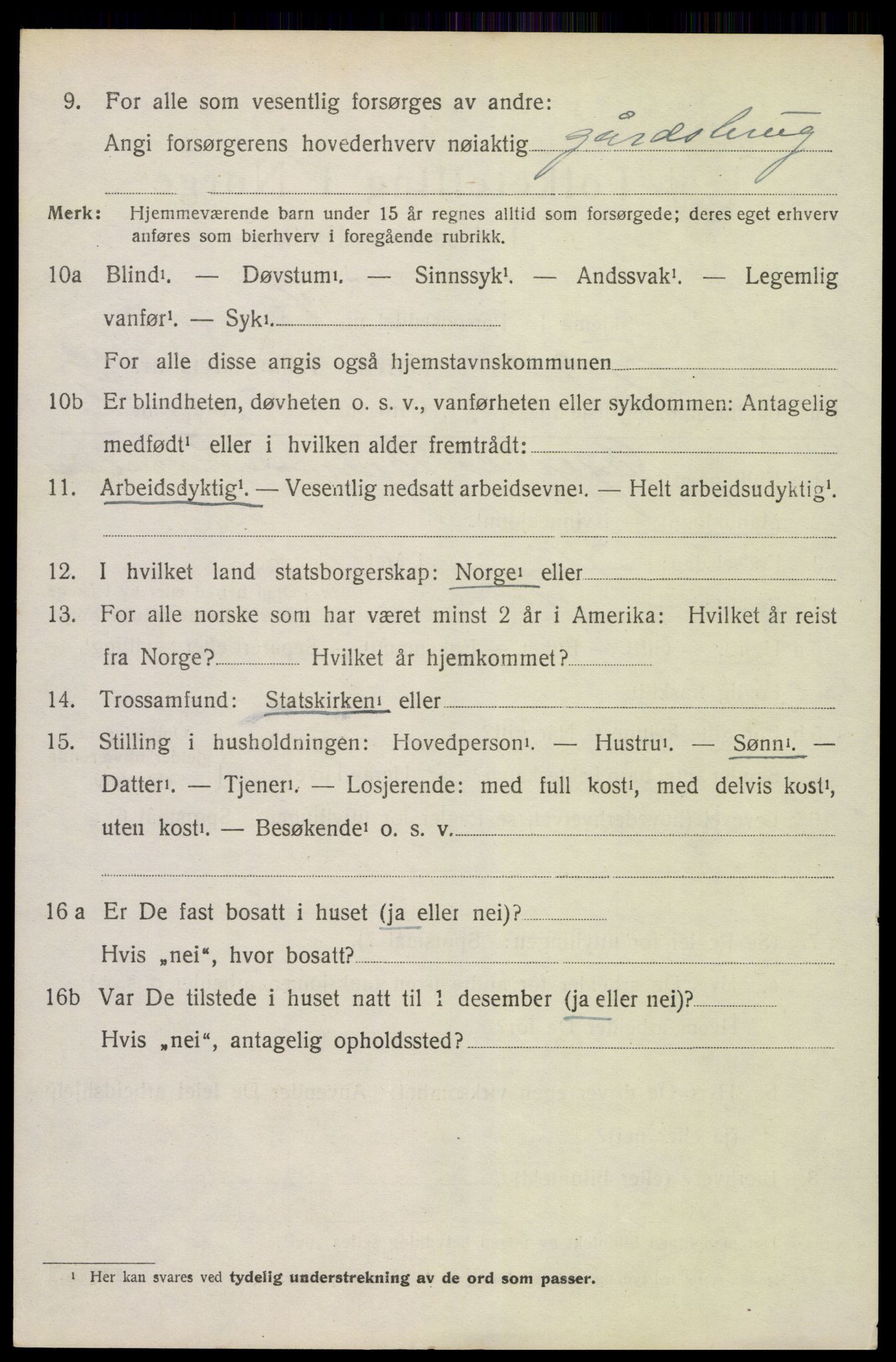 SAK, Folketelling 1920 for 0923 Fjære herred, 1920, s. 12010