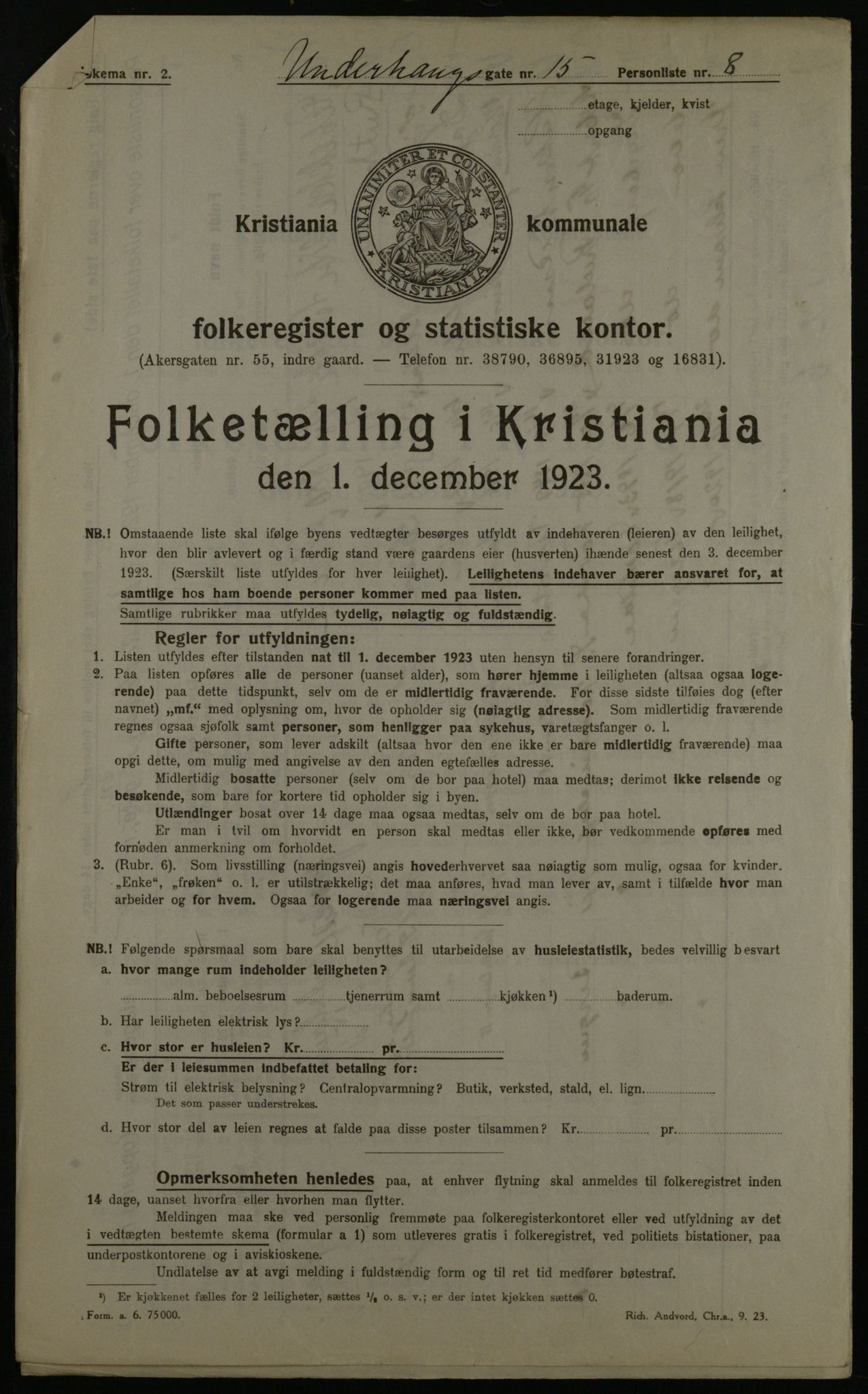 OBA, Kommunal folketelling 1.12.1923 for Kristiania, 1923, s. 132640