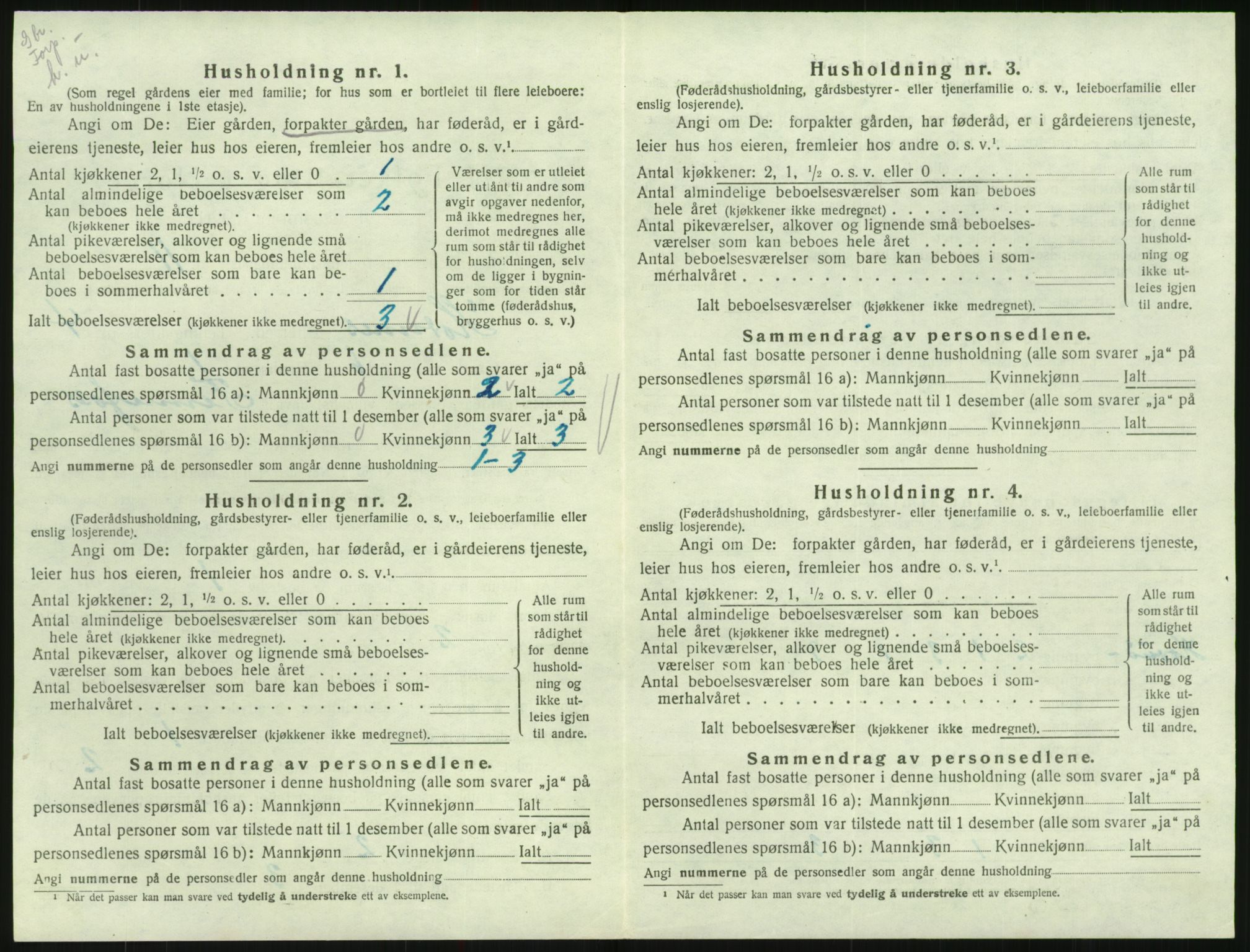 SAK, Folketelling 1920 for 0936 Hornnes herred, 1920, s. 194