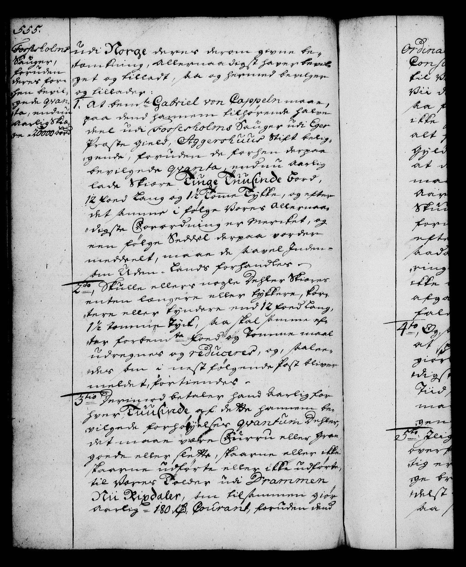 Rentekammeret, Kammerkanselliet, RA/EA-3111/G/Gg/Gga/L0004: Norsk ekspedisjonsprotokoll med register (merket RK 53.4), 1734-1741, s. 555