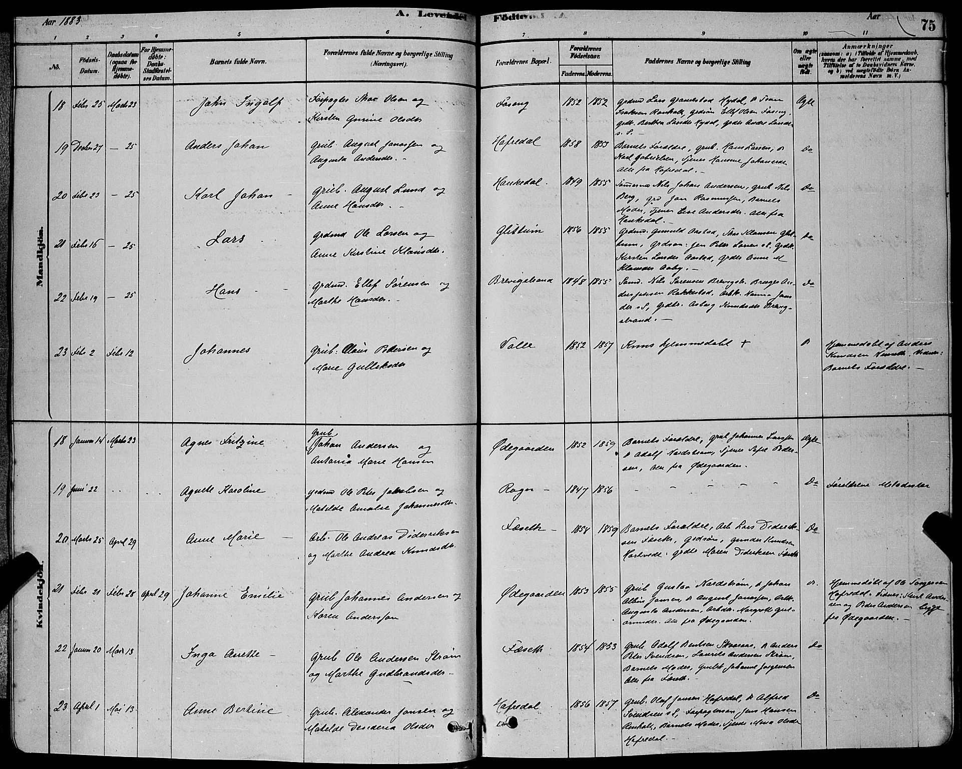 Bamble kirkebøker, AV/SAKO-A-253/G/Ga/L0008: Klokkerbok nr. I 8, 1878-1888, s. 75