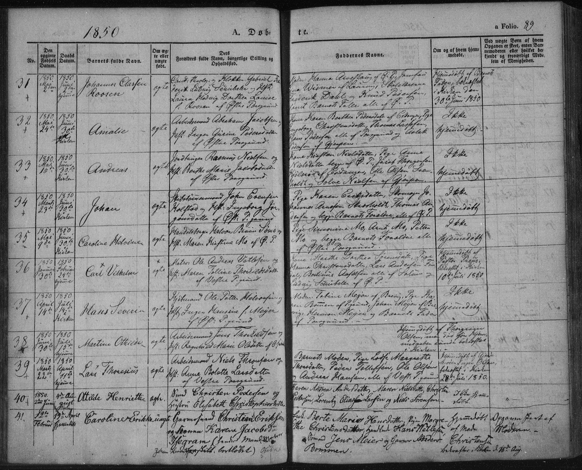 Porsgrunn kirkebøker , AV/SAKO-A-104/F/Fa/L0006: Ministerialbok nr. 6, 1841-1857, s. 89