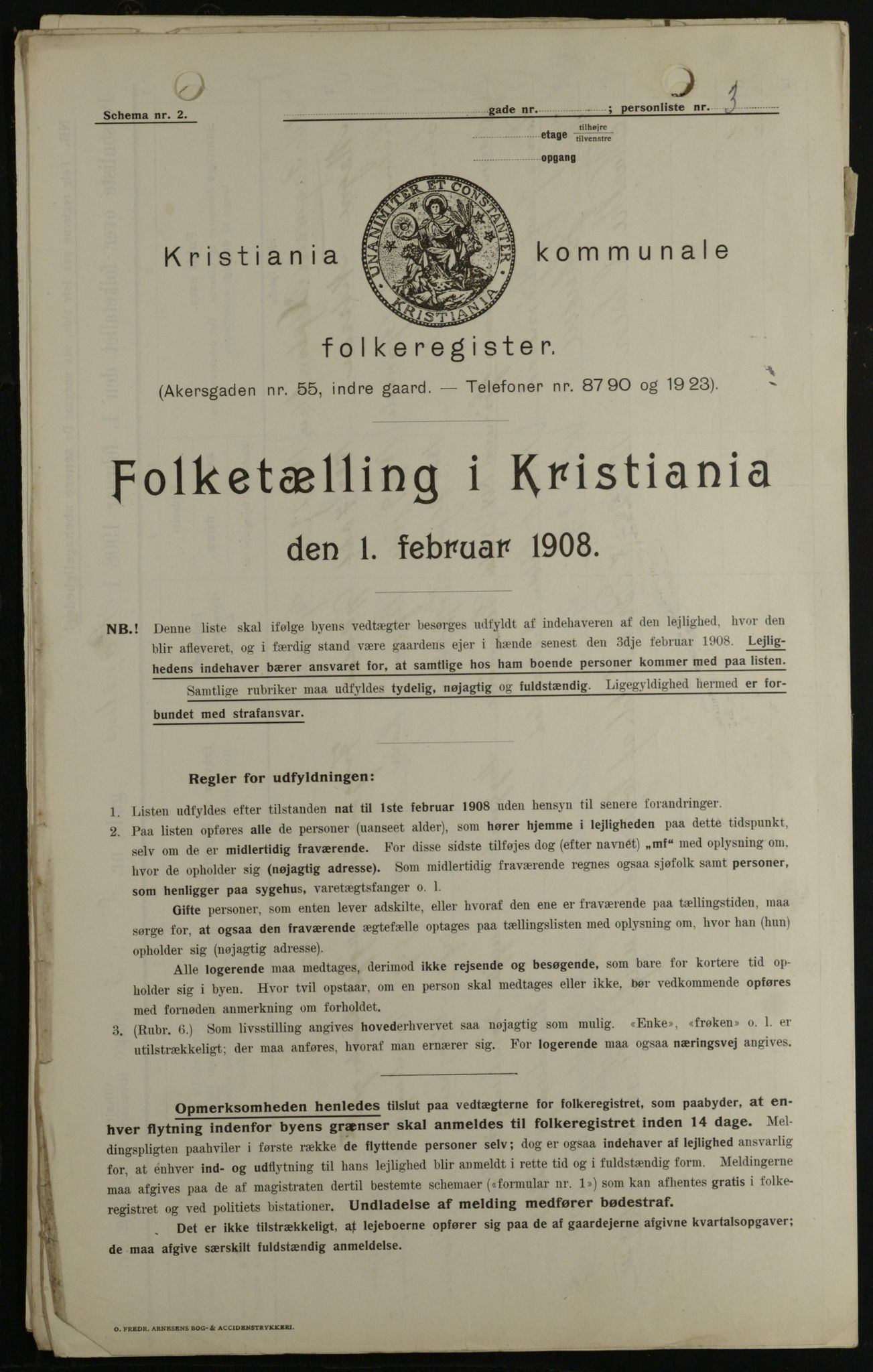OBA, Kommunal folketelling 1.2.1908 for Kristiania kjøpstad, 1908, s. 31464