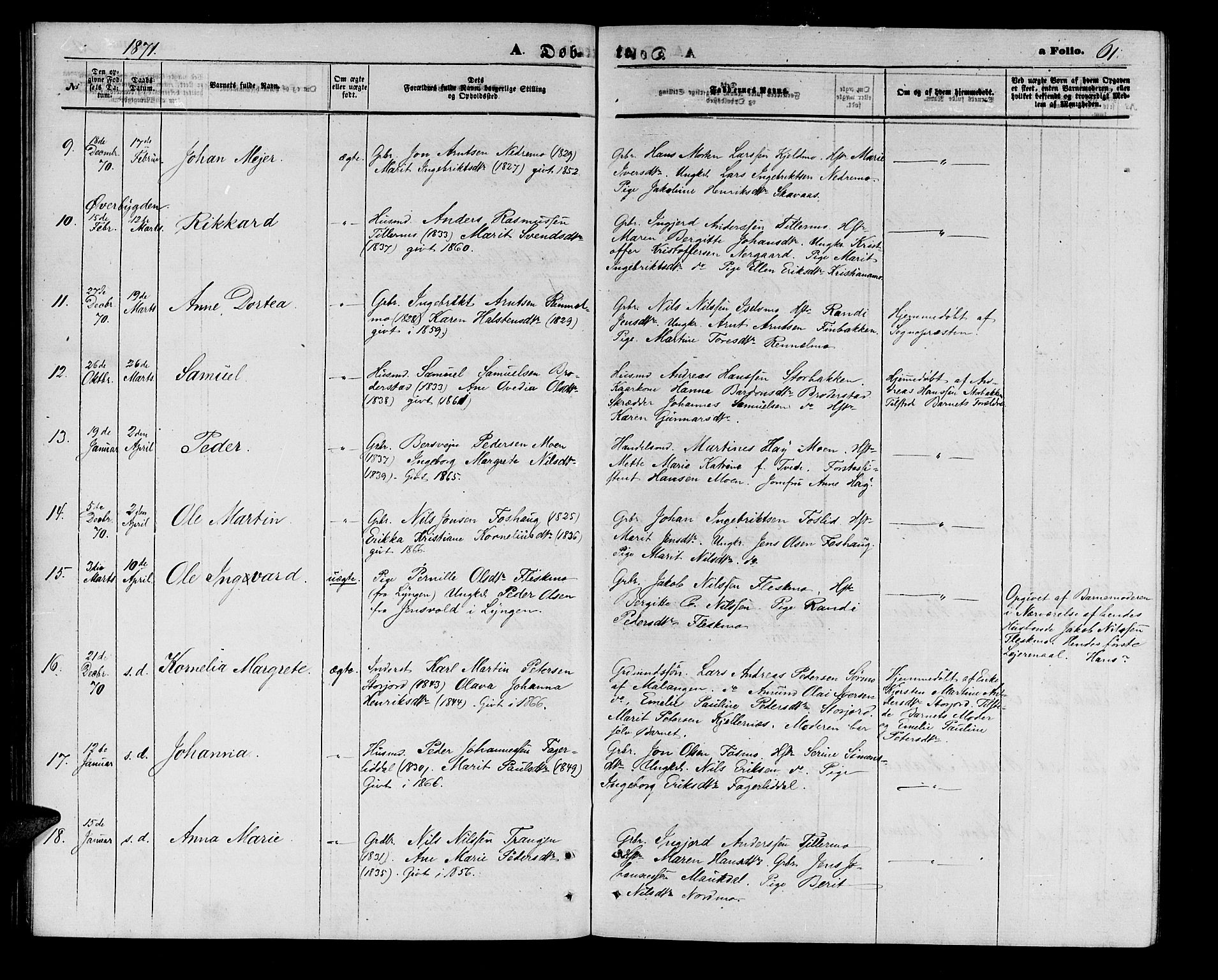 Målselv sokneprestembete, AV/SATØ-S-1311/G/Ga/Gab/L0002klokker: Klokkerbok nr. 2, 1865-1873, s. 61