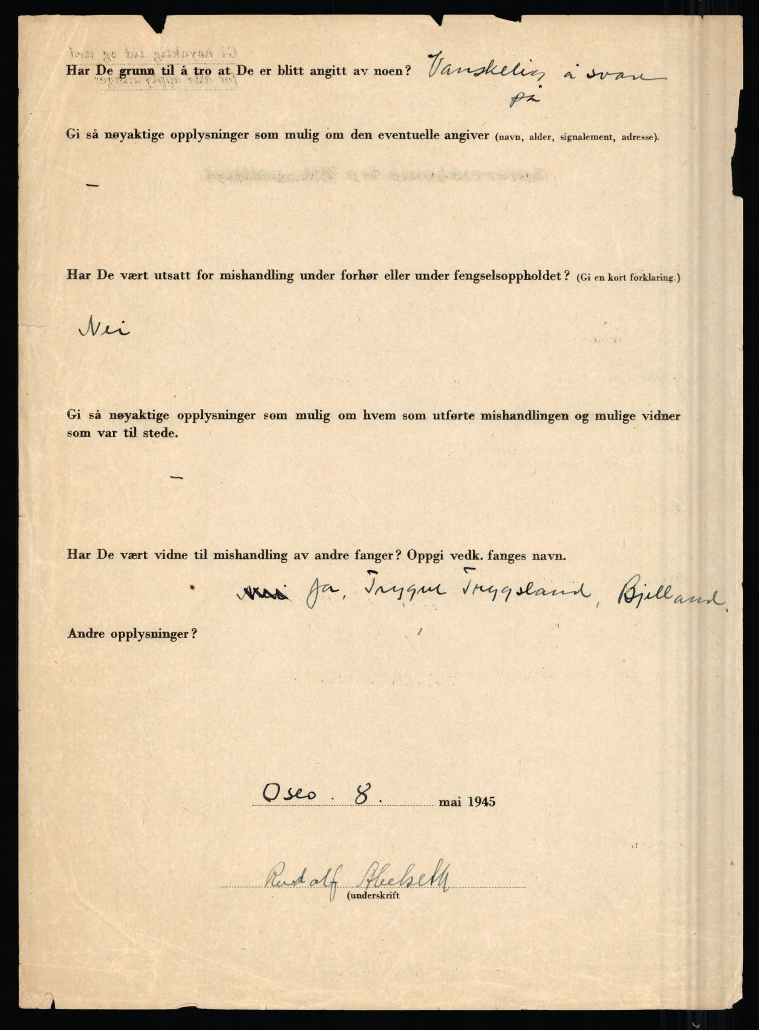 Rikspolitisjefen, AV/RA-S-1560/L/L0001: Abelseth, Rudolf - Berentsen, Odd, 1940-1945, s. 2