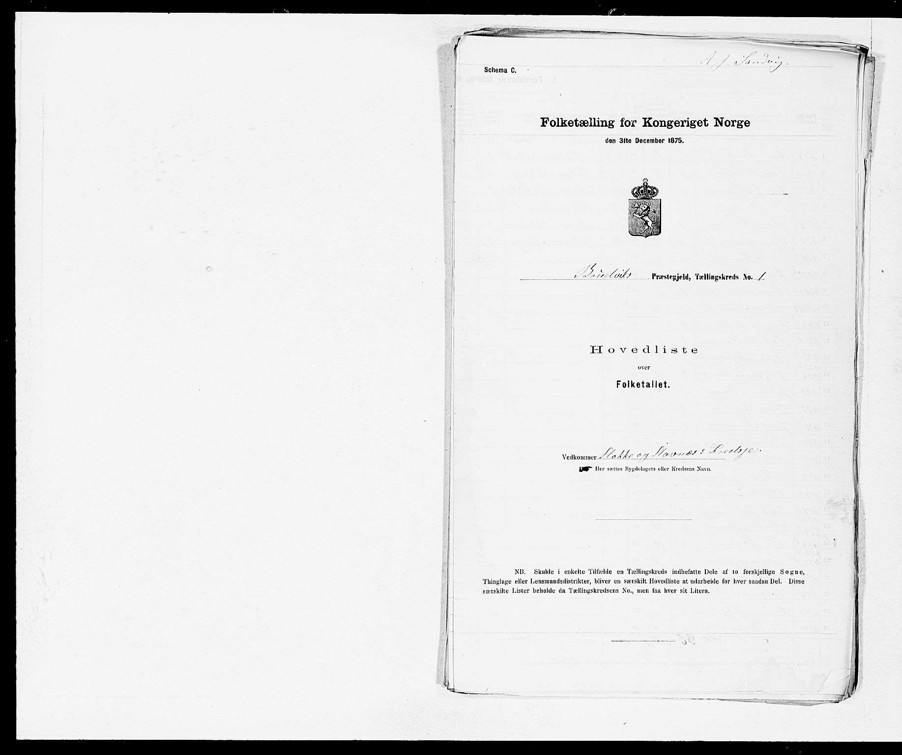 SAB, Folketelling 1875 for 1251P Bruvik prestegjeld, 1875, s. 2