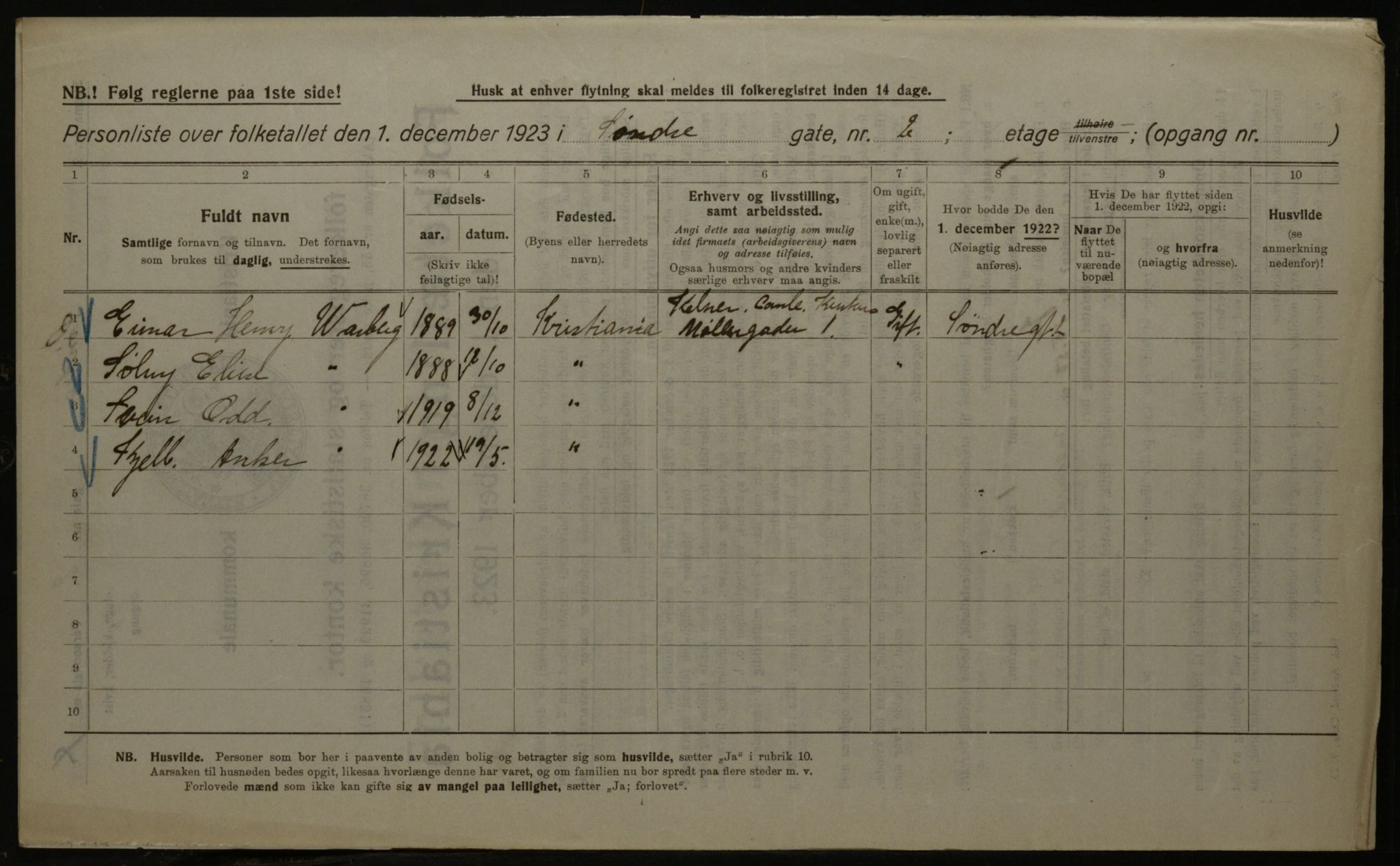 OBA, Kommunal folketelling 1.12.1923 for Kristiania, 1923, s. 117742