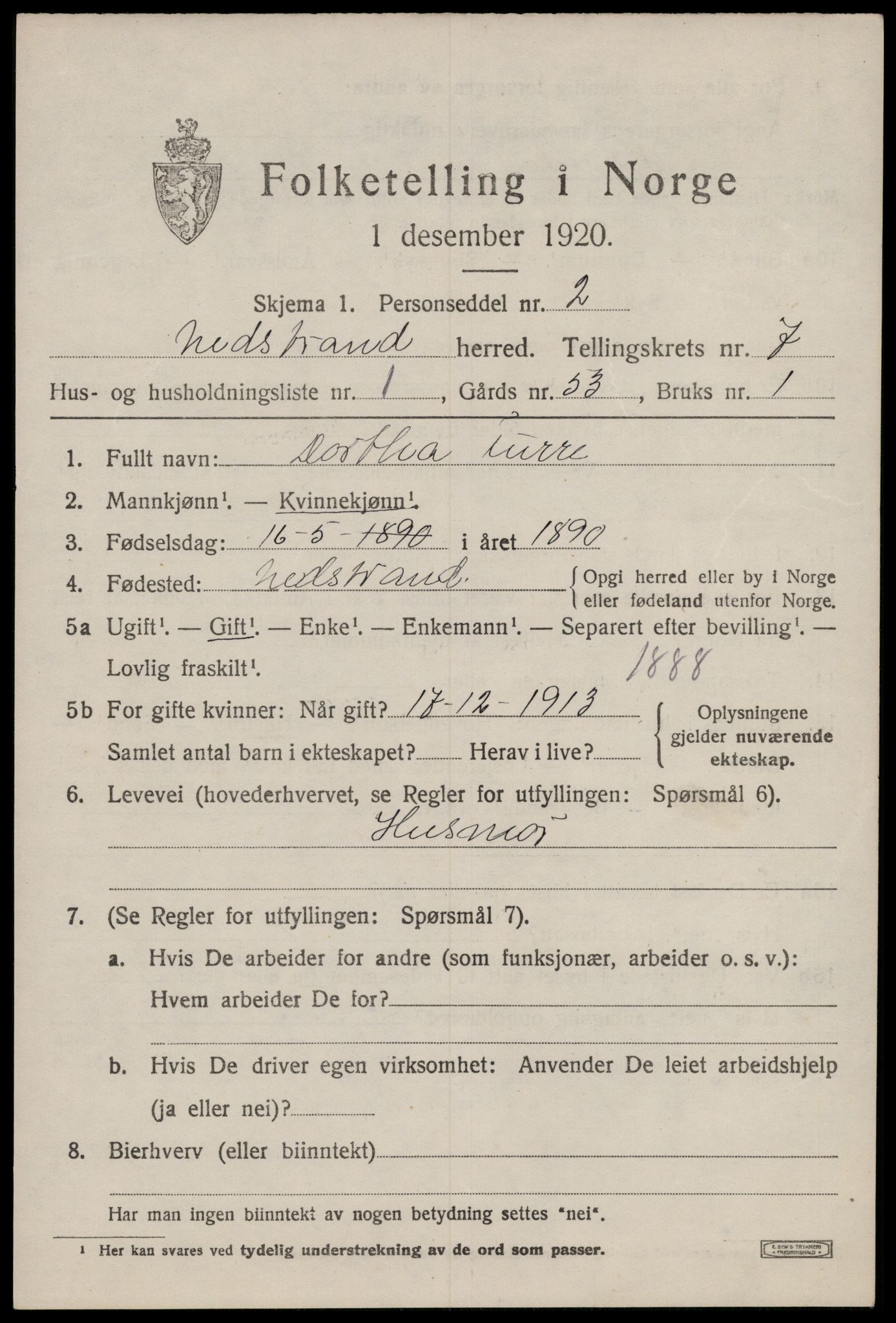 SAST, Folketelling 1920 for 1139 Nedstrand herred, 1920, s. 2651