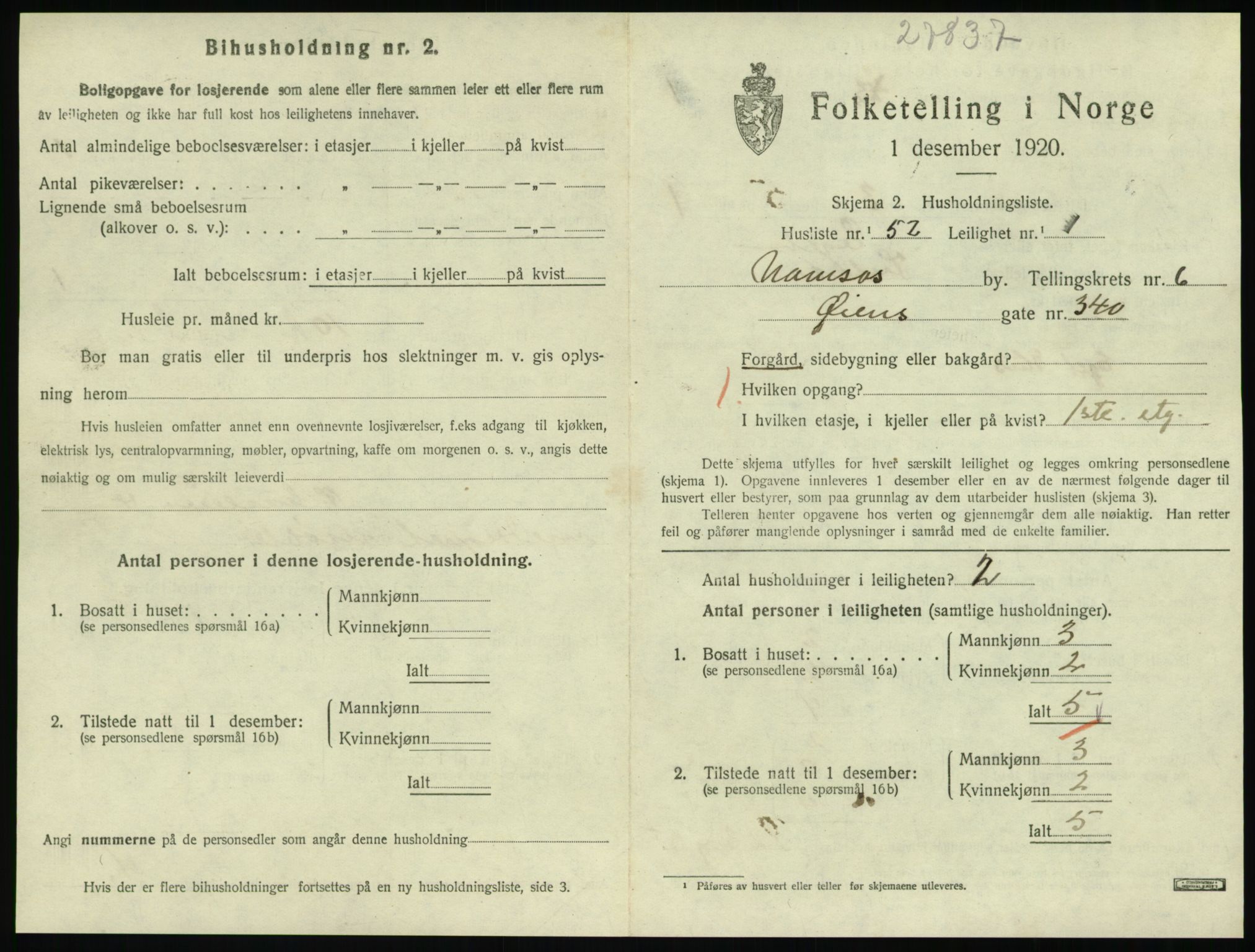 SAT, Folketelling 1920 for 1703 Namsos ladested, 1920, s. 1977
