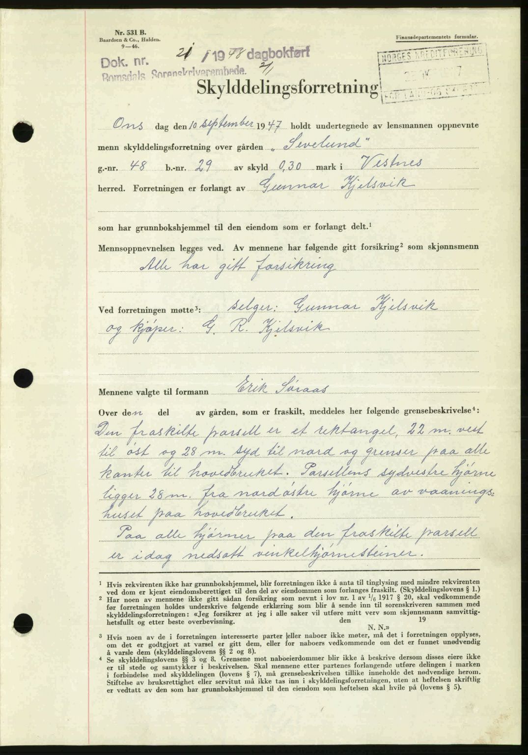 Romsdal sorenskriveri, SAT/A-4149/1/2/2C: Pantebok nr. A25, 1948-1948, Dagboknr: 21/1948