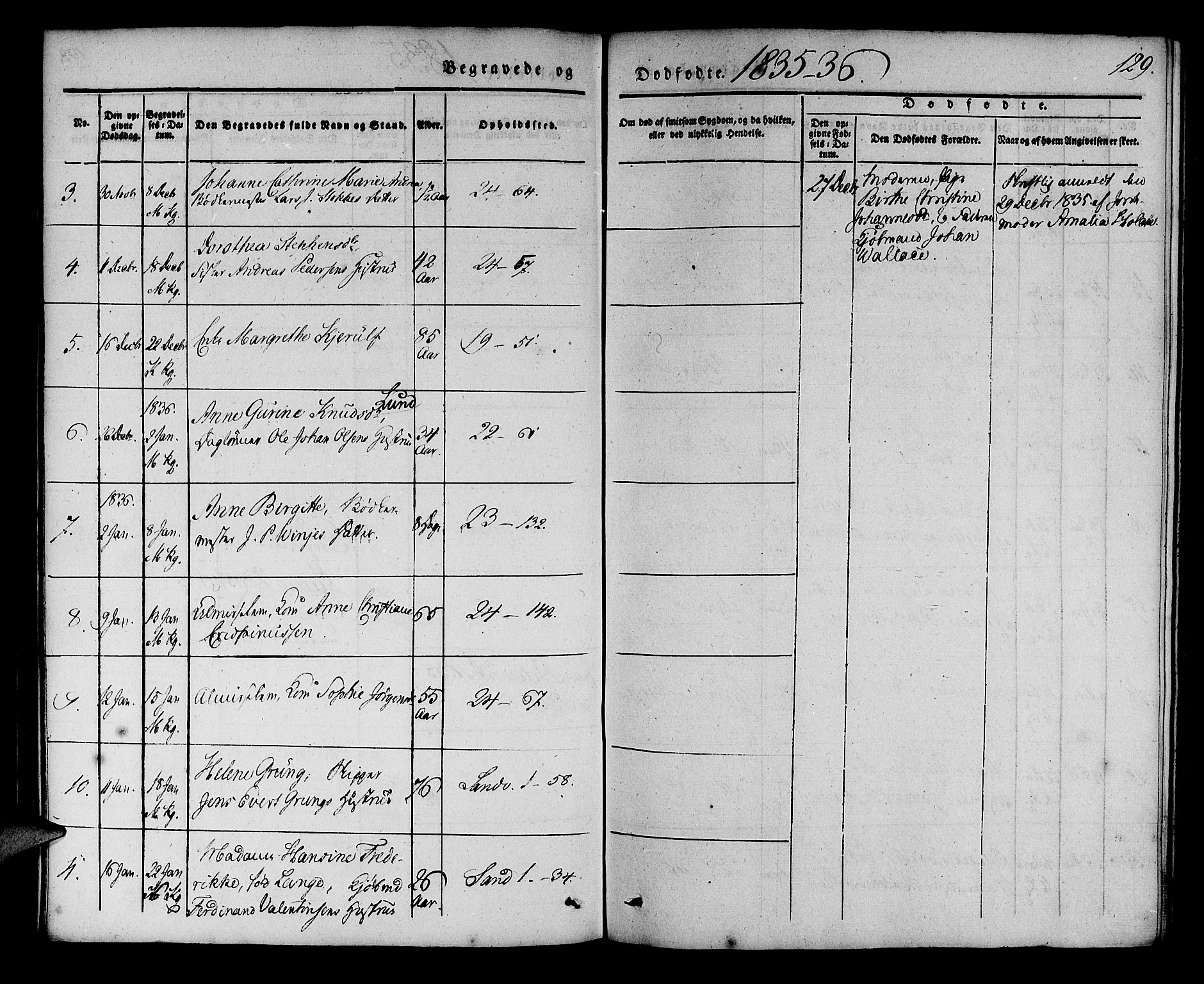 Korskirken sokneprestembete, AV/SAB-A-76101/H/Haa/L0043: Ministerialbok nr. E 1, 1834-1848, s. 129