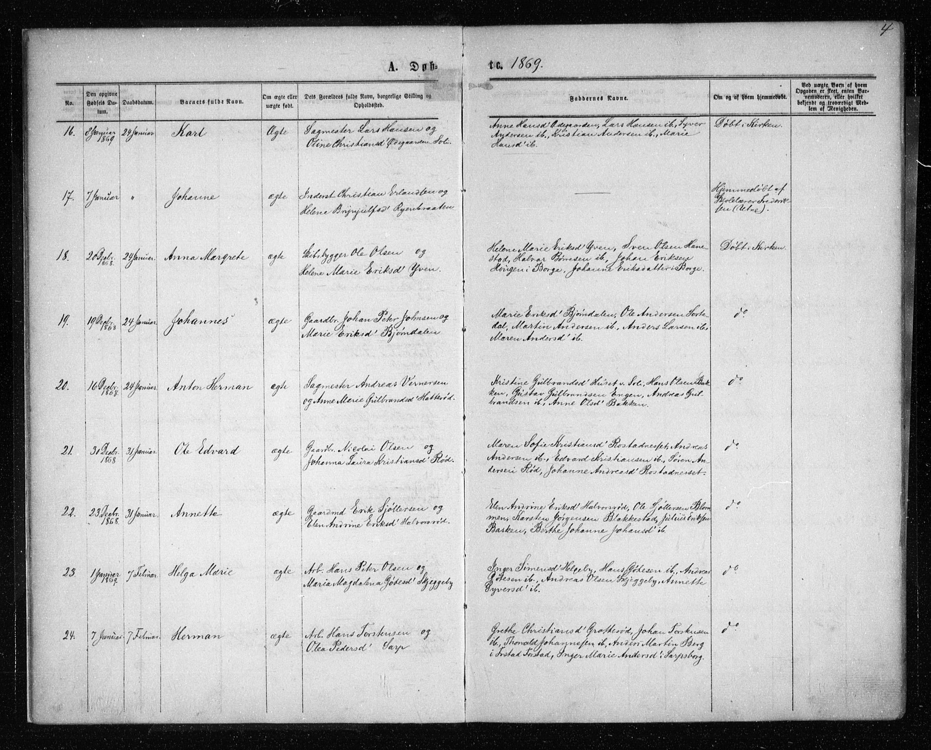 Tune prestekontor Kirkebøker, AV/SAO-A-2007/F/Fa/L0015: Ministerialbok nr. 15, 1869-1873, s. 4