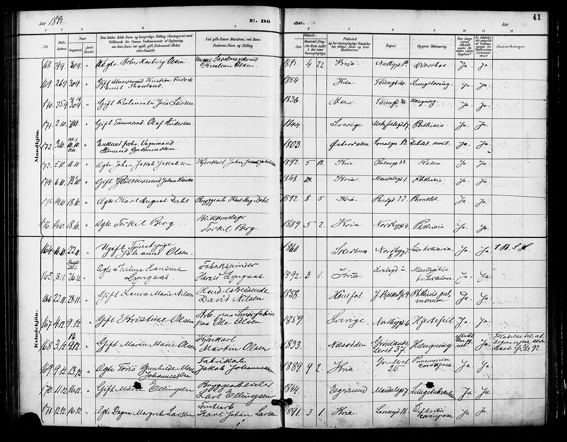 Grønland prestekontor Kirkebøker, AV/SAO-A-10848/F/Fa/L0010: Ministerialbok nr. 10, 1891-1898, s. 41