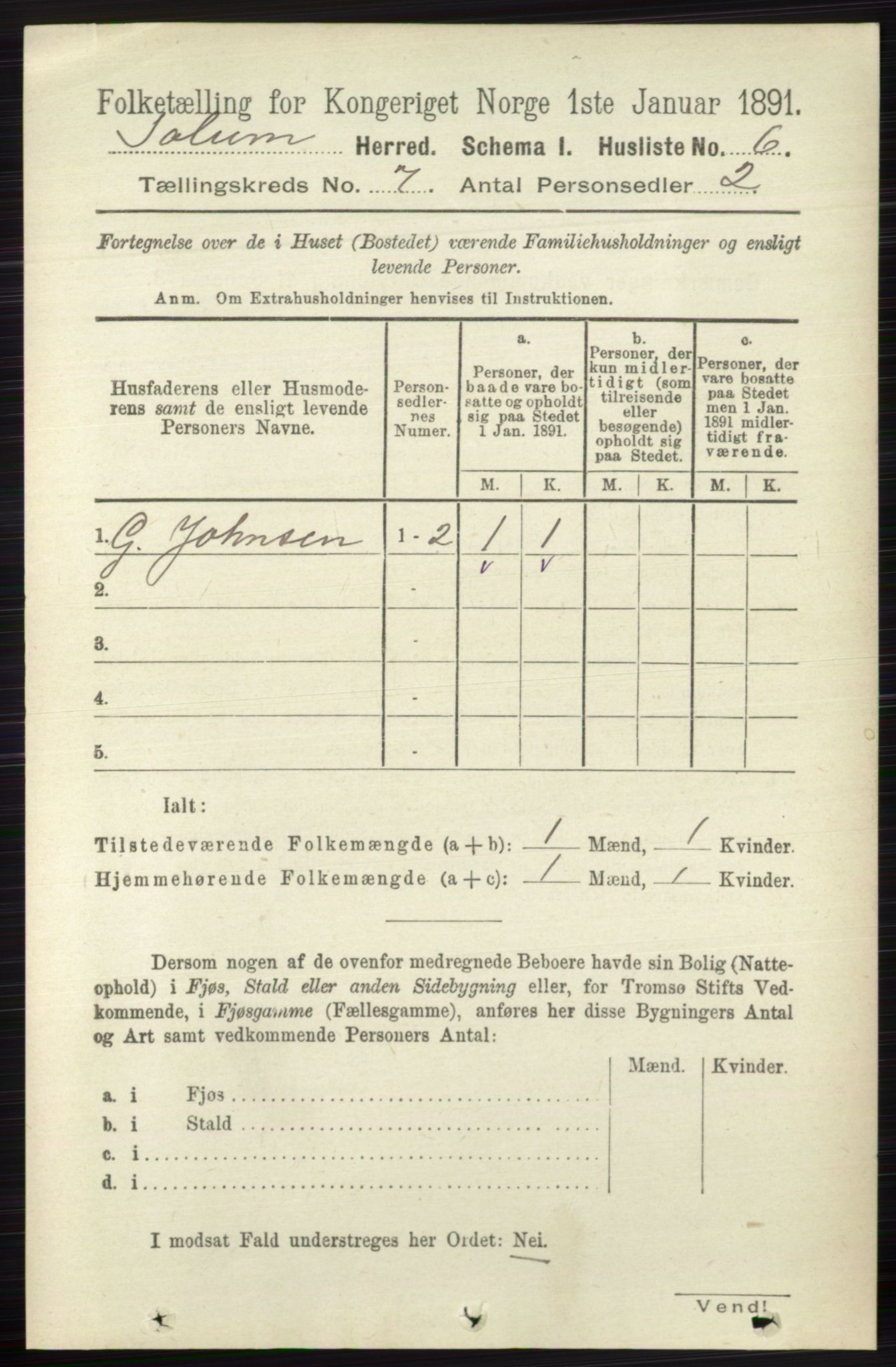 RA, Folketelling 1891 for 0818 Solum herred, 1891, s. 2493