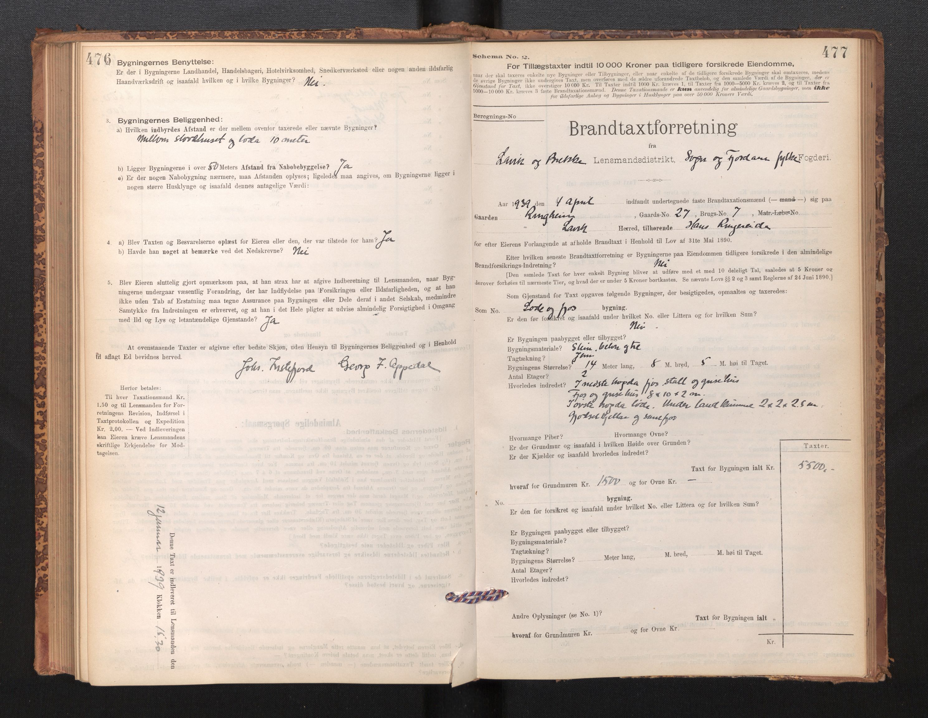 Lensmannen i Lavik, SAB/A-29101/0012/L0002: Branntakstprotokoll, skjematakst, 1895-1933, s. 476-477