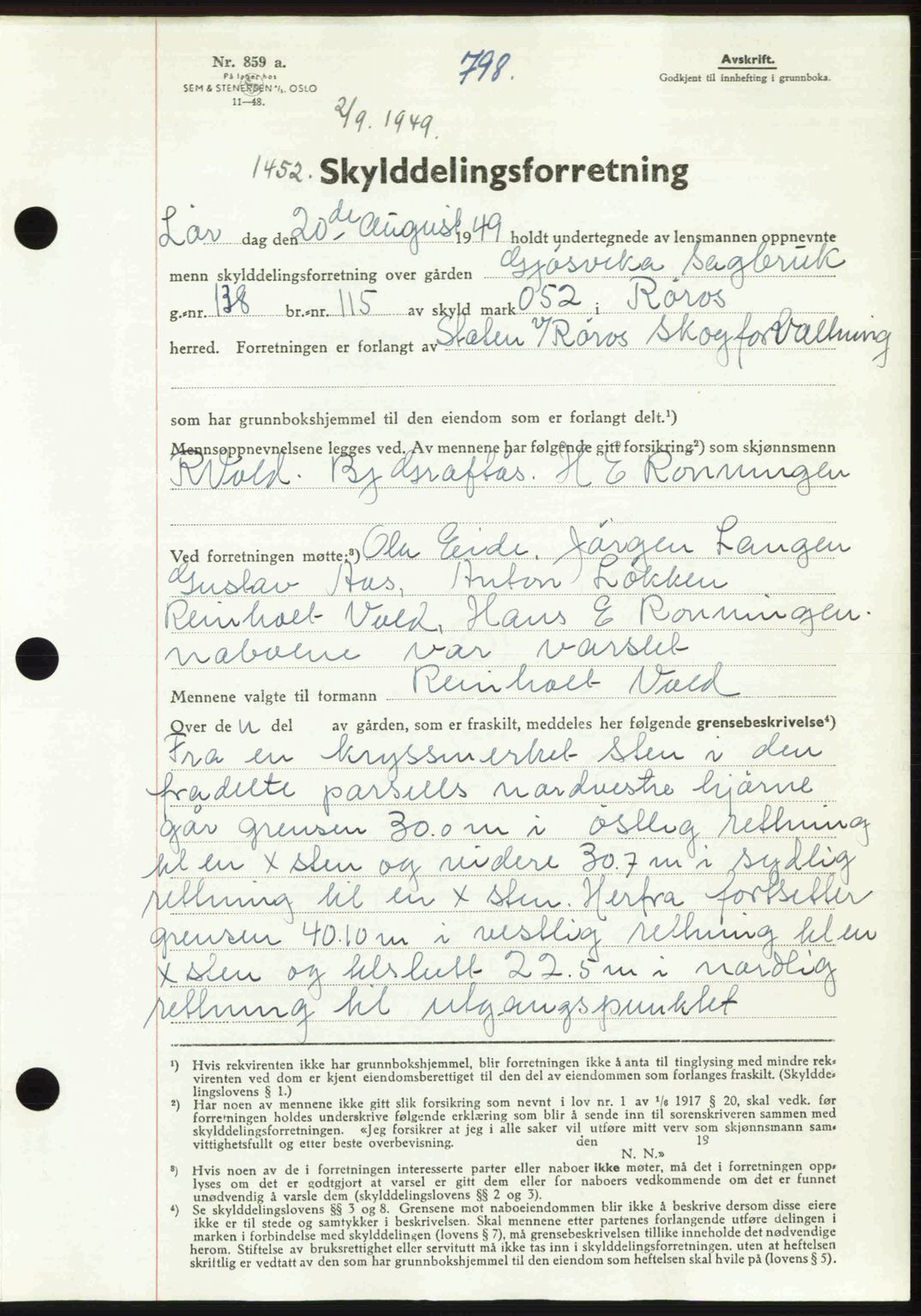Gauldal sorenskriveri, SAT/A-0014/1/2/2C: Pantebok nr. A8, 1949-1949, Dagboknr: 1452/1949