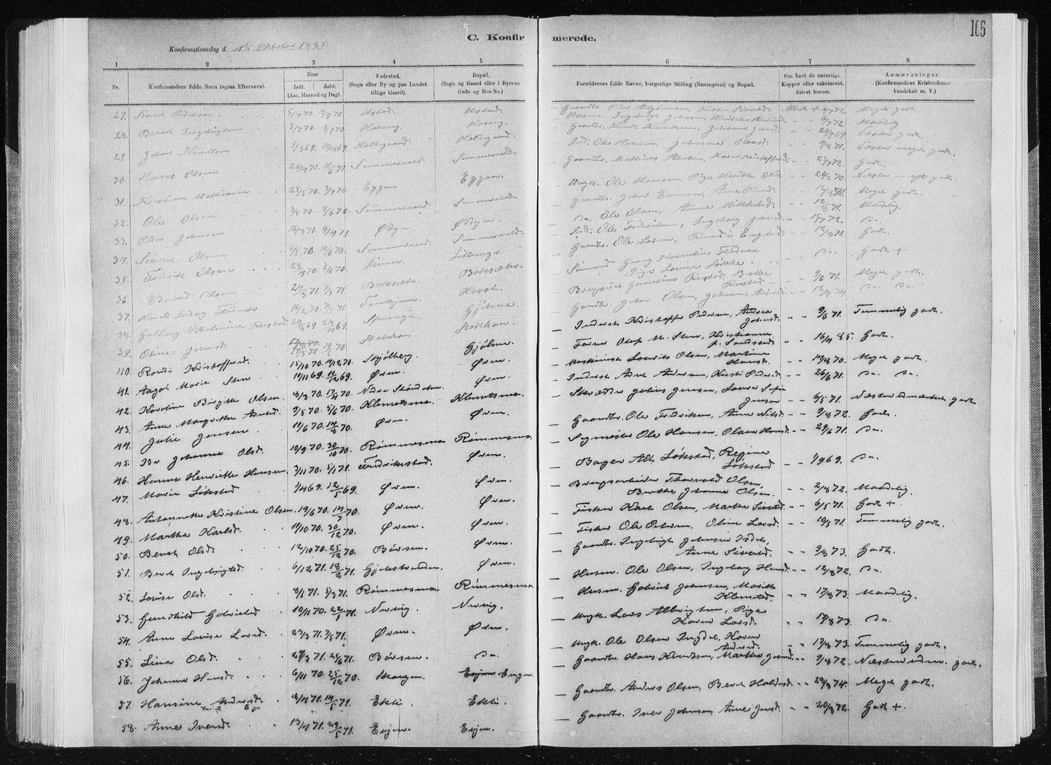 Ministerialprotokoller, klokkerbøker og fødselsregistre - Sør-Trøndelag, SAT/A-1456/668/L0818: Klokkerbok nr. 668C07, 1885-1898, s. 165