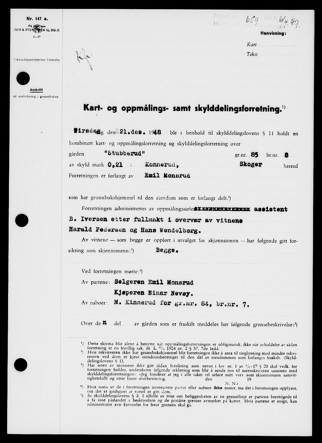 Holmestrand sorenskriveri, SAKO/A-67/G/Ga/Gaa/L0066: Pantebok nr. A-66, 1949-1949, Dagboknr: 659/1949