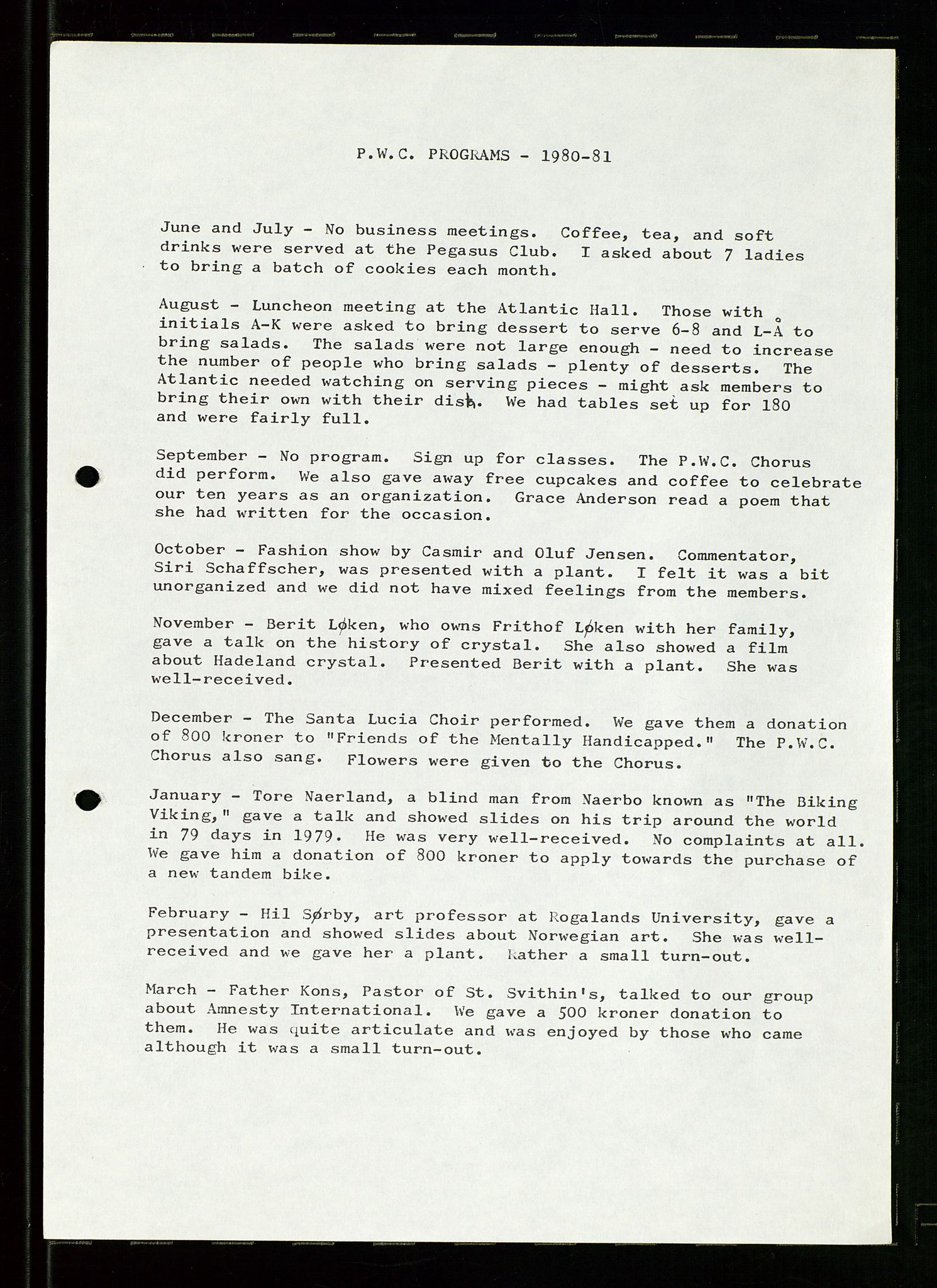 PA 1547 - Petroleum Wives Club, AV/SAST-A-101974/D/Da/L0002: President's file, 1980-1985