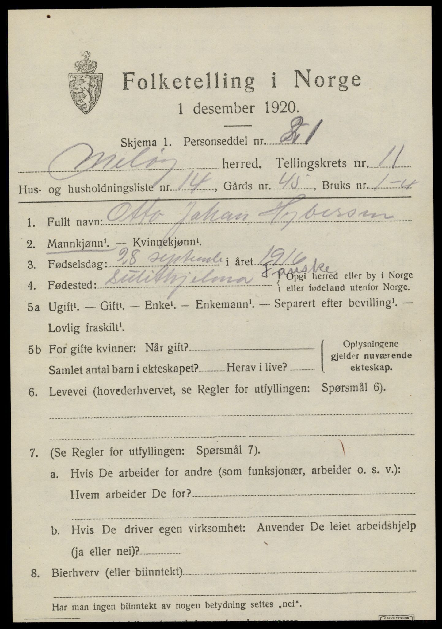 SAT, Folketelling 1920 for 1837 Meløy herred, 1920, s. 5839
