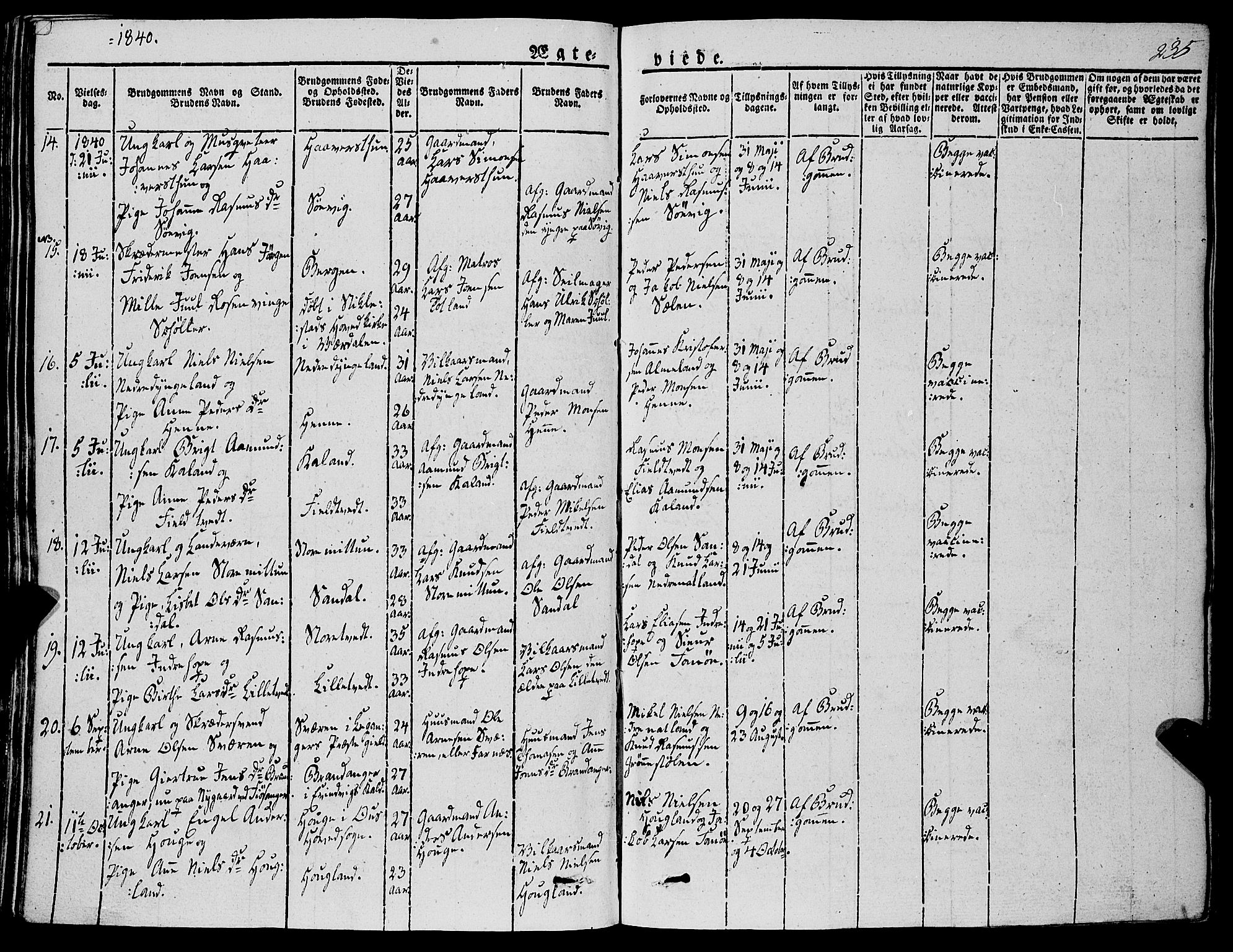 Fana Sokneprestembete, AV/SAB-A-75101/H/Haa/Haaa/L0008: Ministerialbok nr. A 8, 1829-1851, s. 235