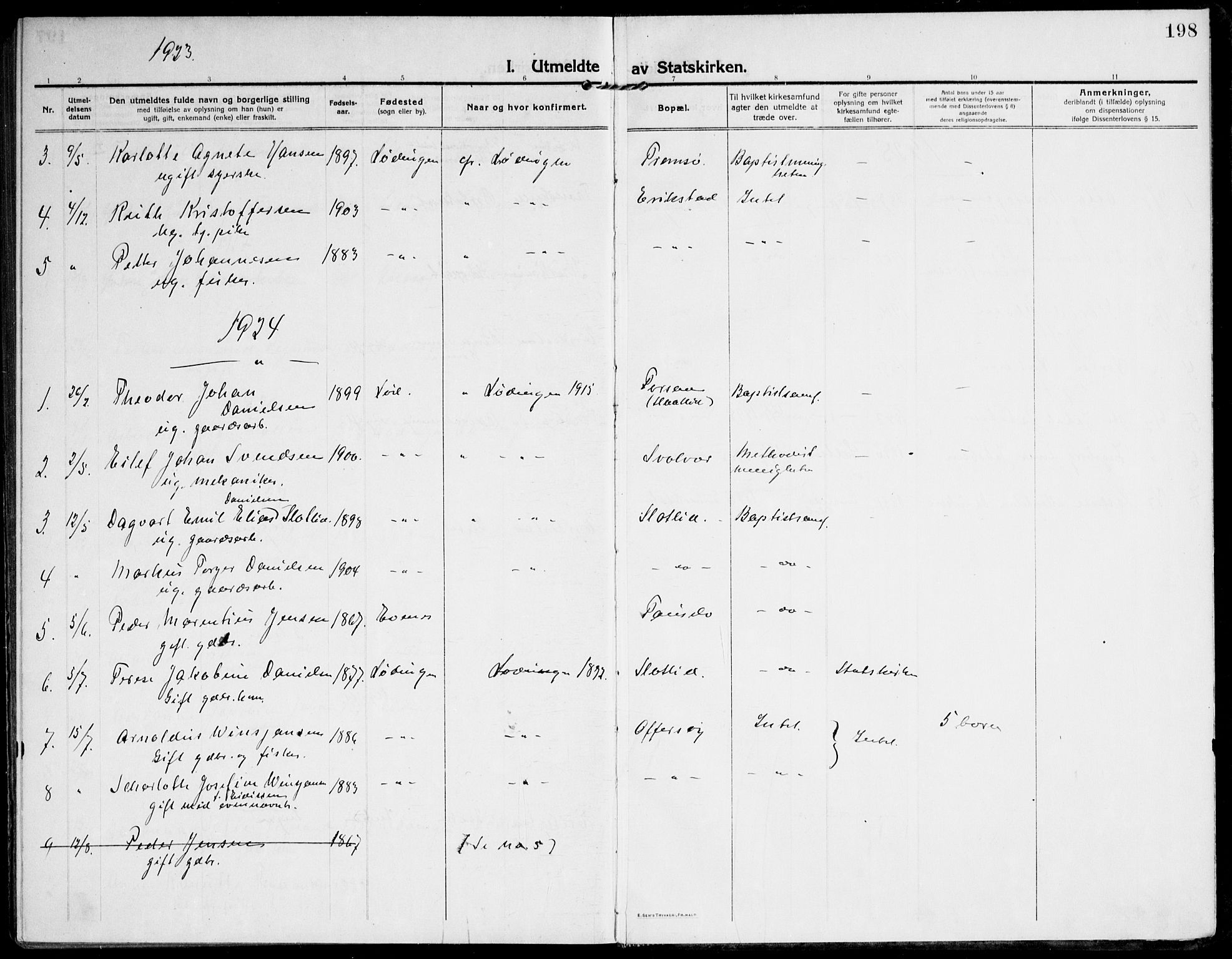 Ministerialprotokoller, klokkerbøker og fødselsregistre - Nordland, AV/SAT-A-1459/872/L1037: Ministerialbok nr. 872A12, 1914-1925, s. 198