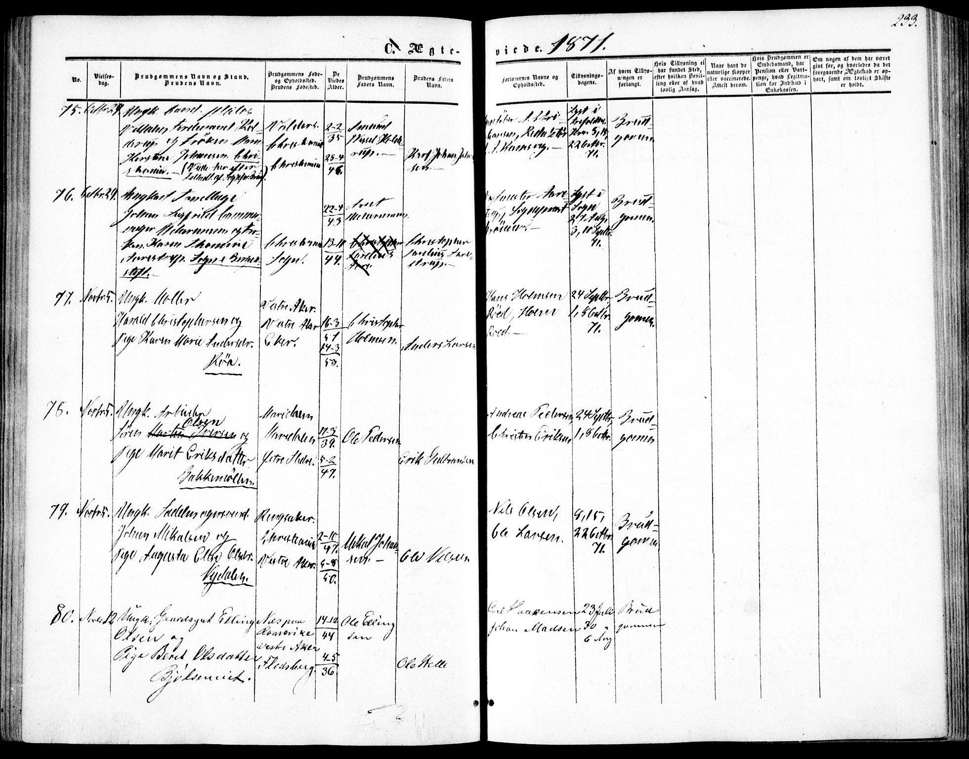 Vestre Aker prestekontor Kirkebøker, AV/SAO-A-10025/F/Fa/L0002: Ministerialbok nr. 2, 1855-1877, s. 233