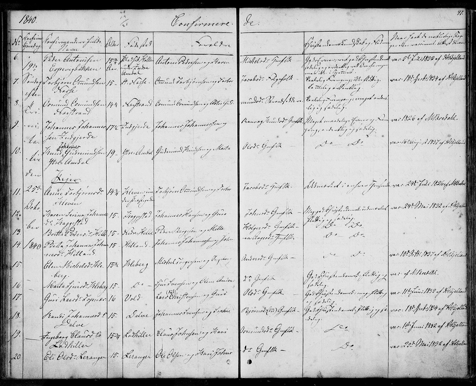 Nedstrand sokneprestkontor, SAST/A-101841/01/IV: Ministerialbok nr. A 8, 1839-1860, s. 97