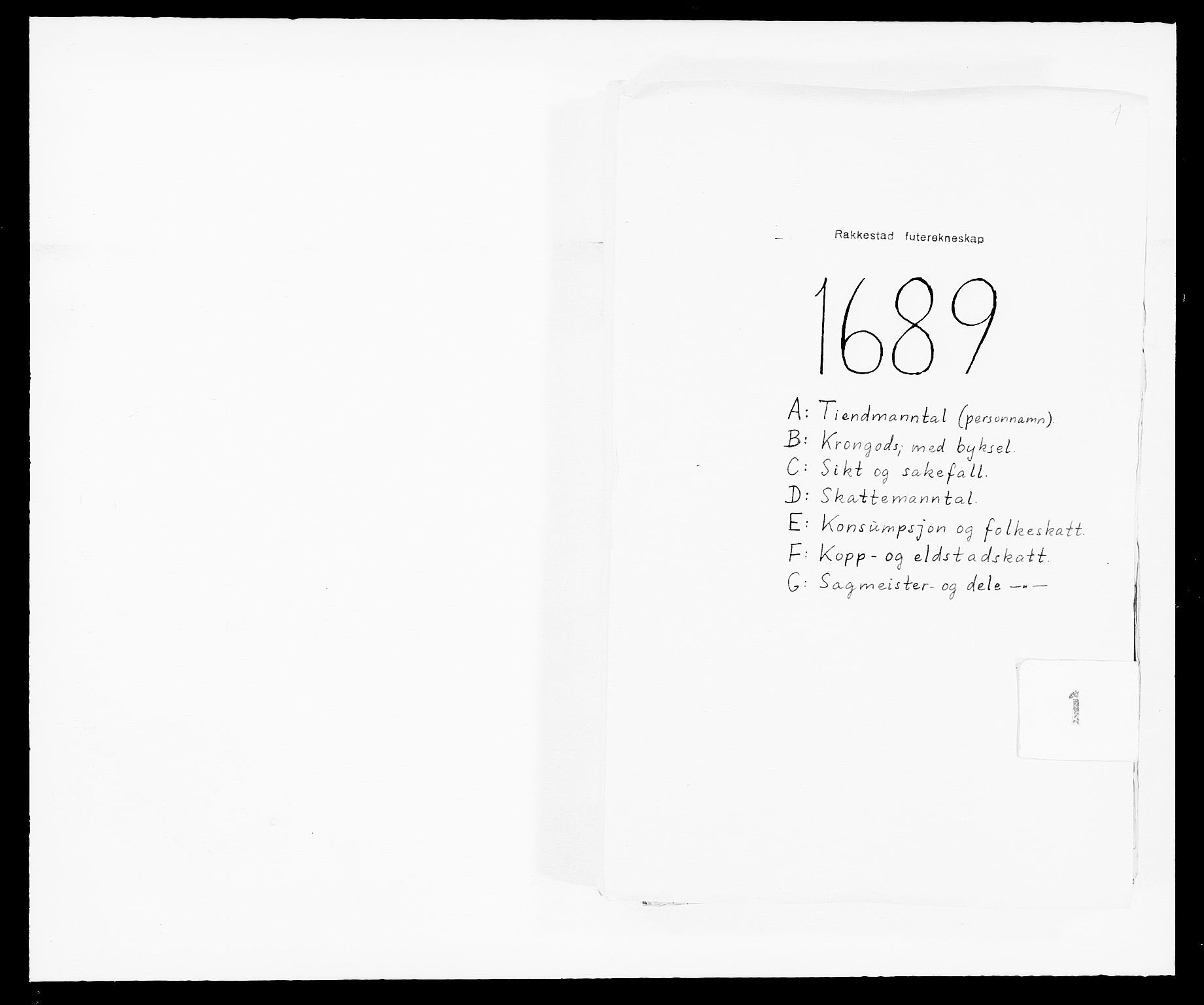 Rentekammeret inntil 1814, Reviderte regnskaper, Fogderegnskap, AV/RA-EA-4092/R05/L0277: Fogderegnskap Rakkestad, 1689-1690, s. 1