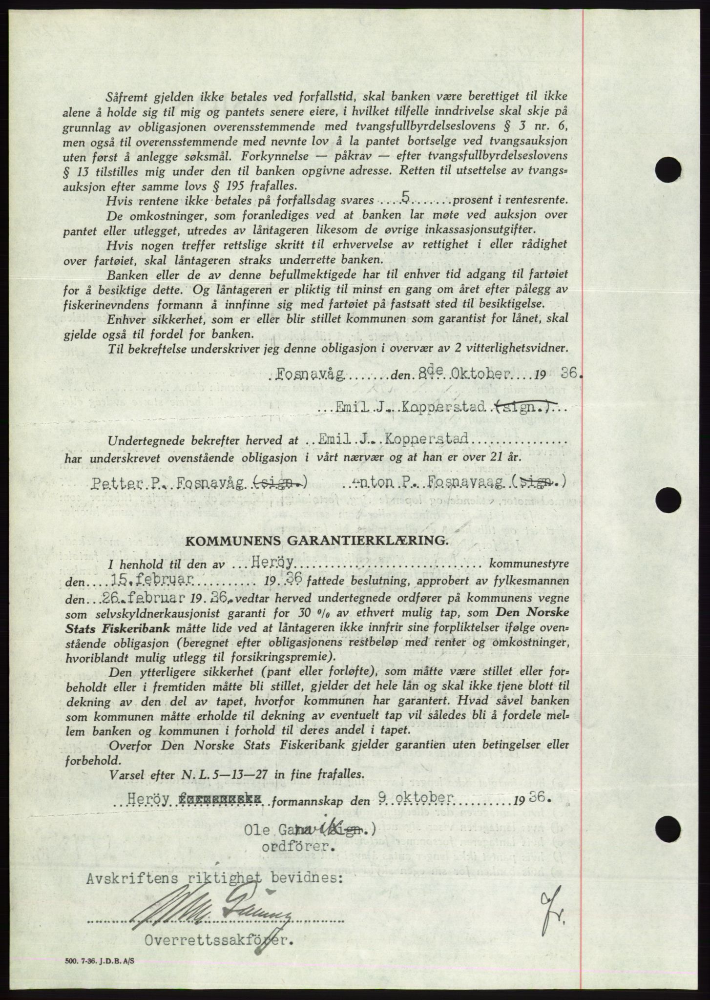 Søre Sunnmøre sorenskriveri, AV/SAT-A-4122/1/2/2C/L0061: Pantebok nr. 55, 1936-1936, Dagboknr: 1464/1936