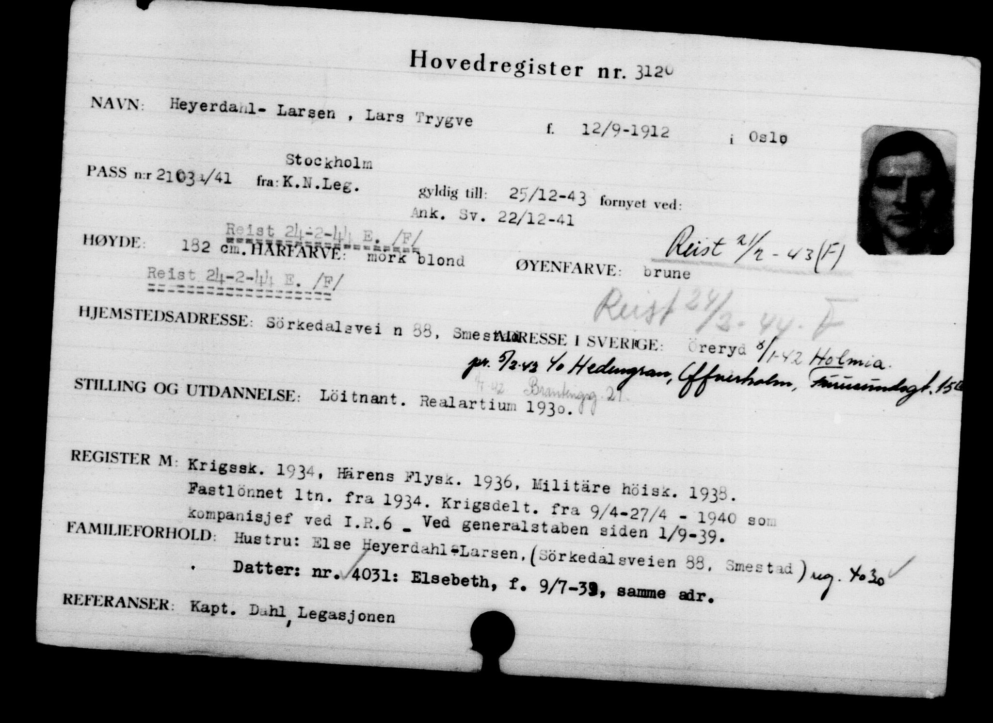 Utenriksstasjonene, Legasjonen i Stockholm, Flyktningkontoret, AV/RA-S-6753/V/Va/L0003: Kjesäterkartoteket, flyktninger med registreringsnr. 2001-3495, 1940-1945, s. 1557